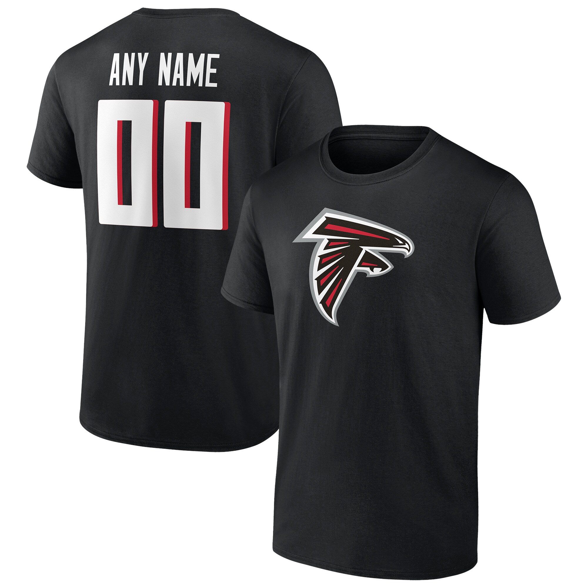 Men's Atlanta Falcons Fanatics Branded Black Team Authentic Personalized Name & Number T-Shirt