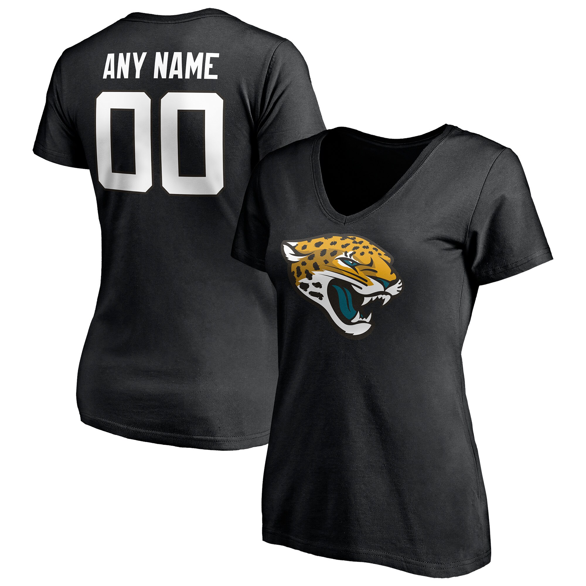 Women's Jacksonville Jaguars Fanatics Branded Black Team Authentic Personalized Name & Number V-Neck T-Shirt