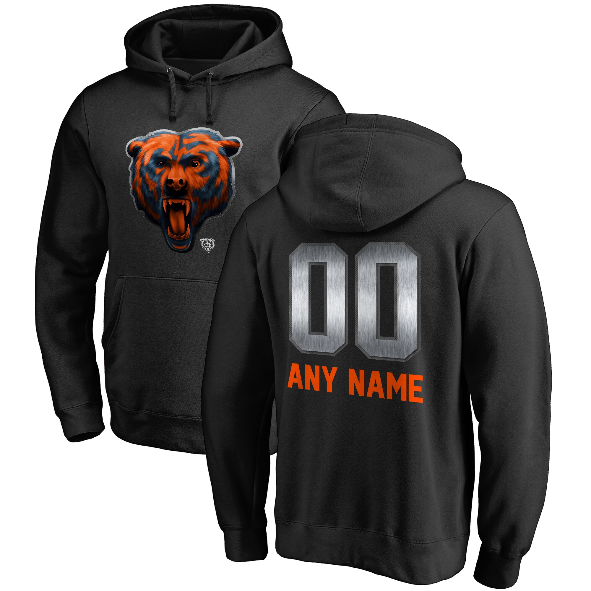Men's Chicago Bears NFL Pro Line by Fanatics Branded Black Personalized Midnight Mascot Pullover Hoodie