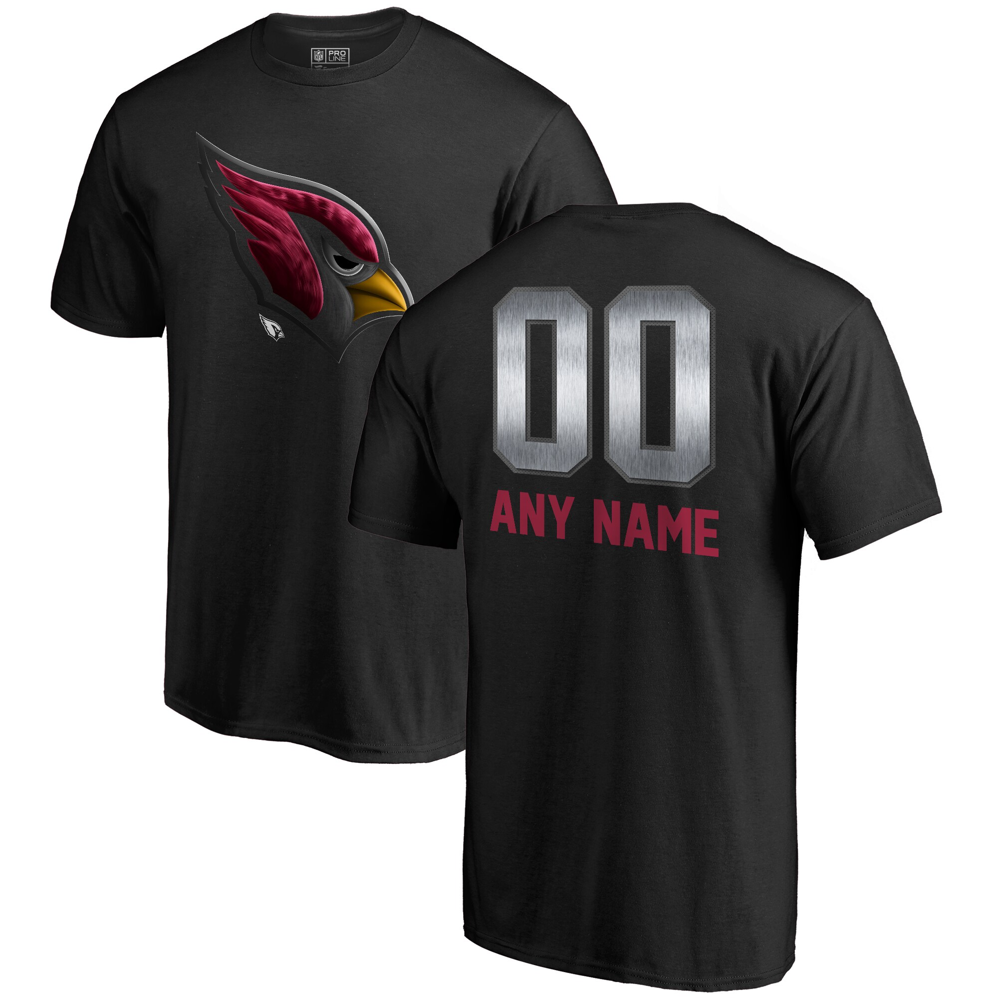 Men's Arizona Cardinals NFL Pro Line by Fanatics Branded Black Personalized Midnight Mascot T-Shirt