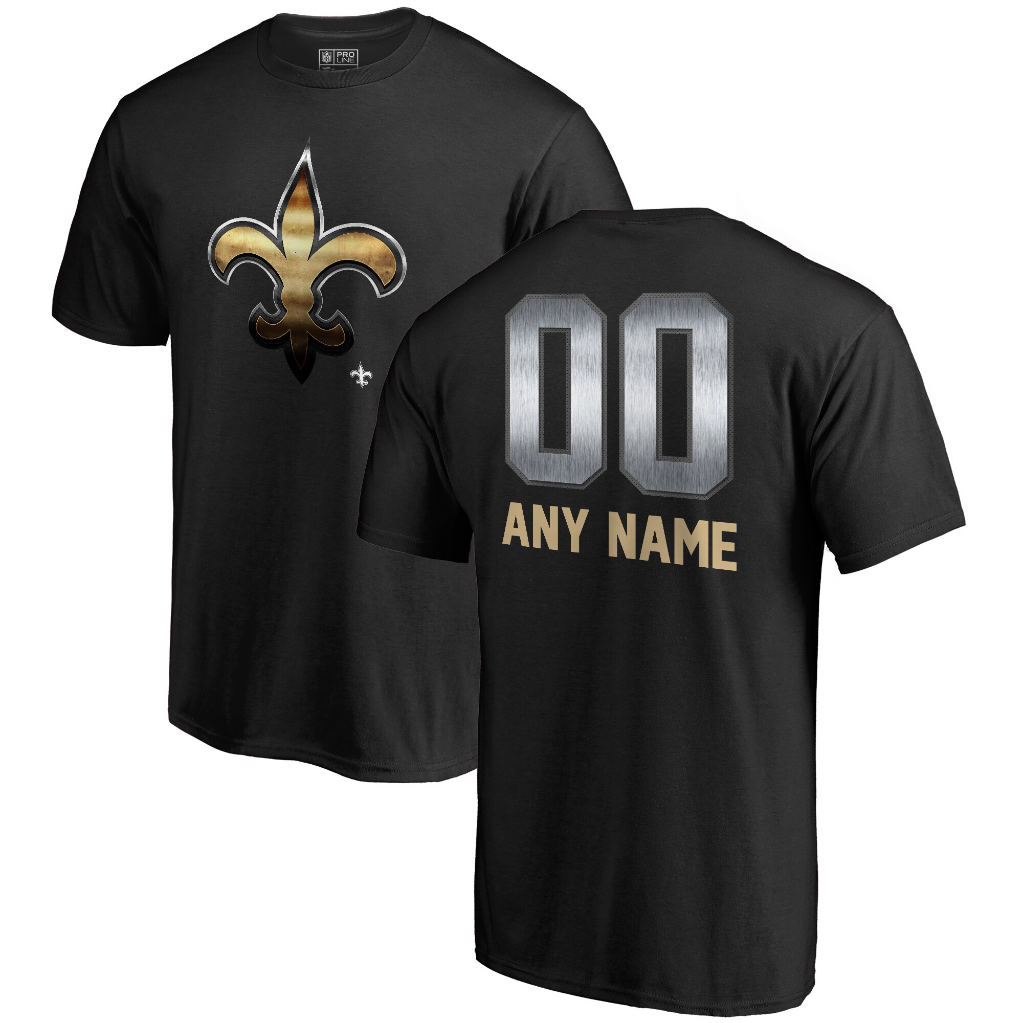 Men's New Orleans Saints NFL Pro Line by Fanatics Branded Black Personalized Midnight Mascot T-Shirt
