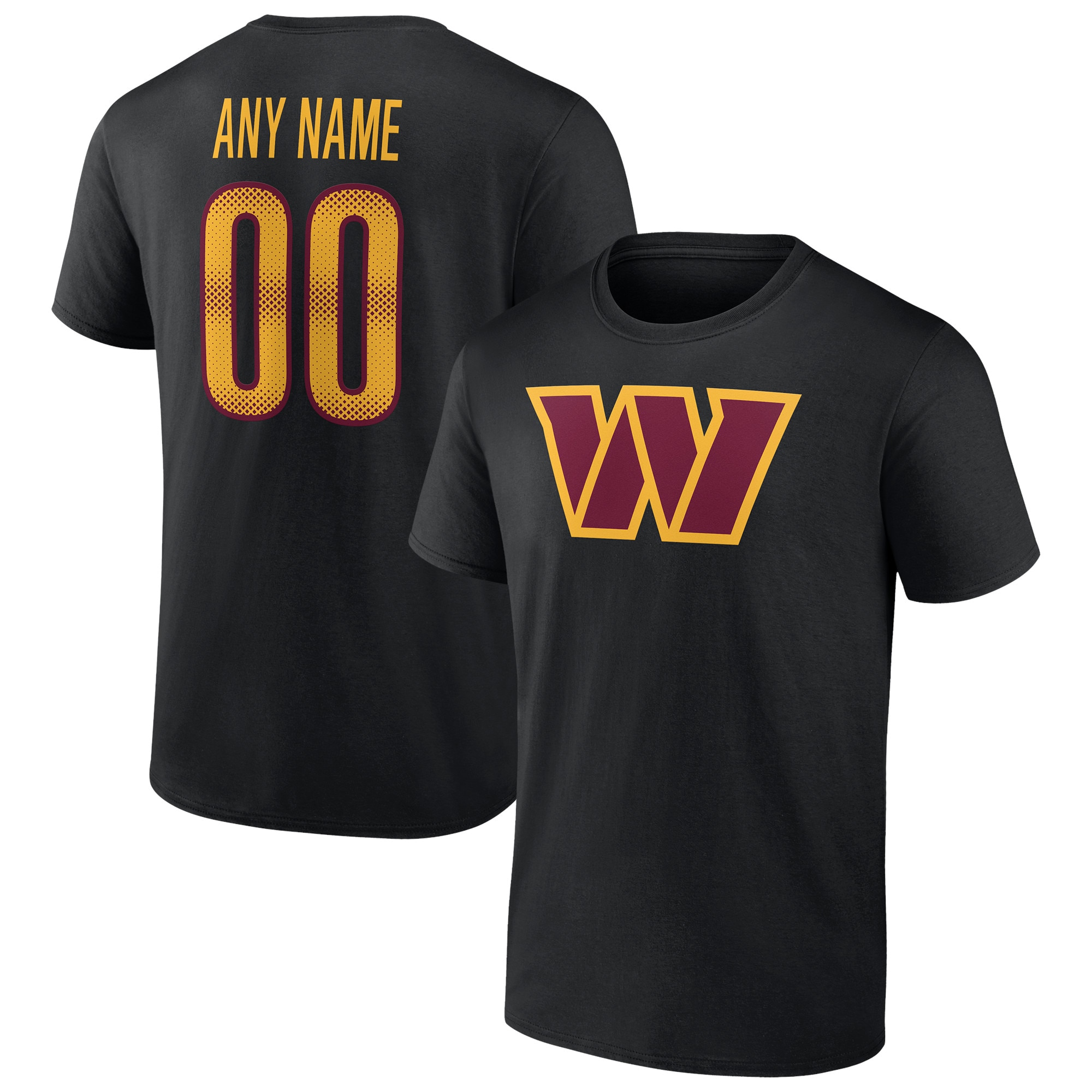 Men's Washington Commanders Fanatics Branded Black Team Authentic Personalized Name & Number T-Shirt
