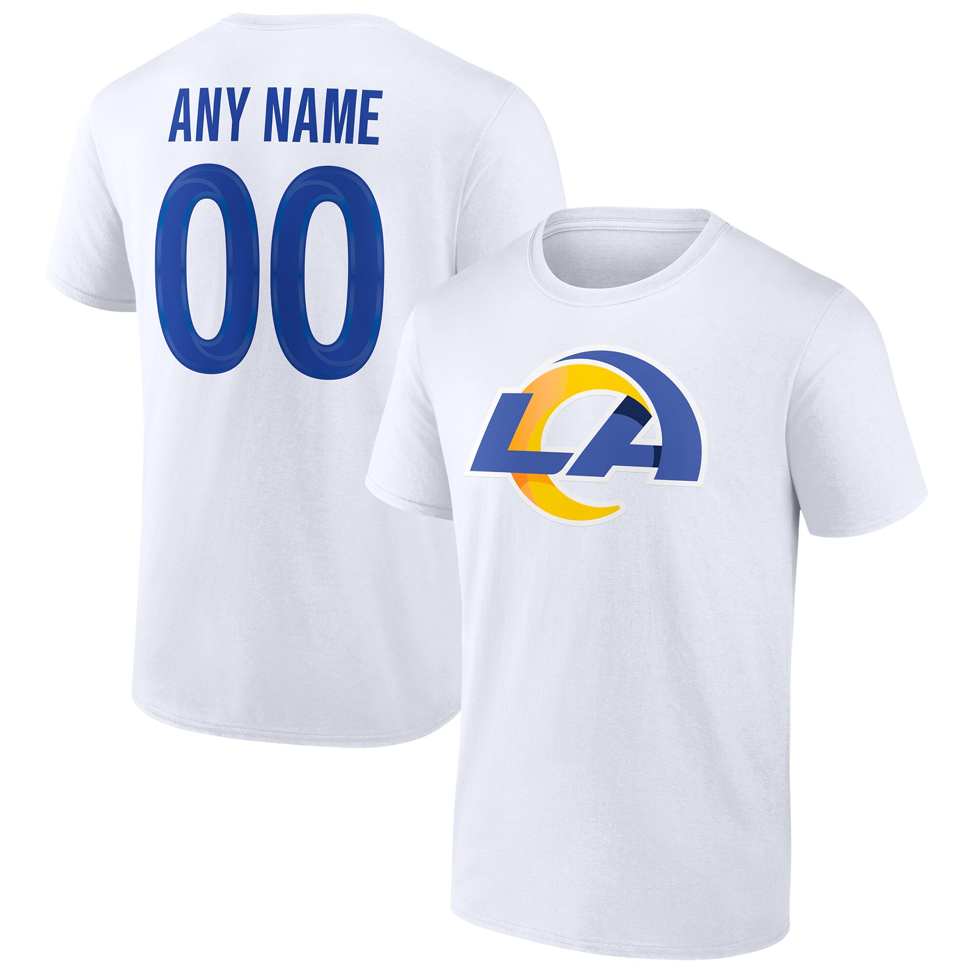 Men's Los Angeles Rams Fanatics Branded White Team Authentic Logo Personalized Name & Number T-Shirt