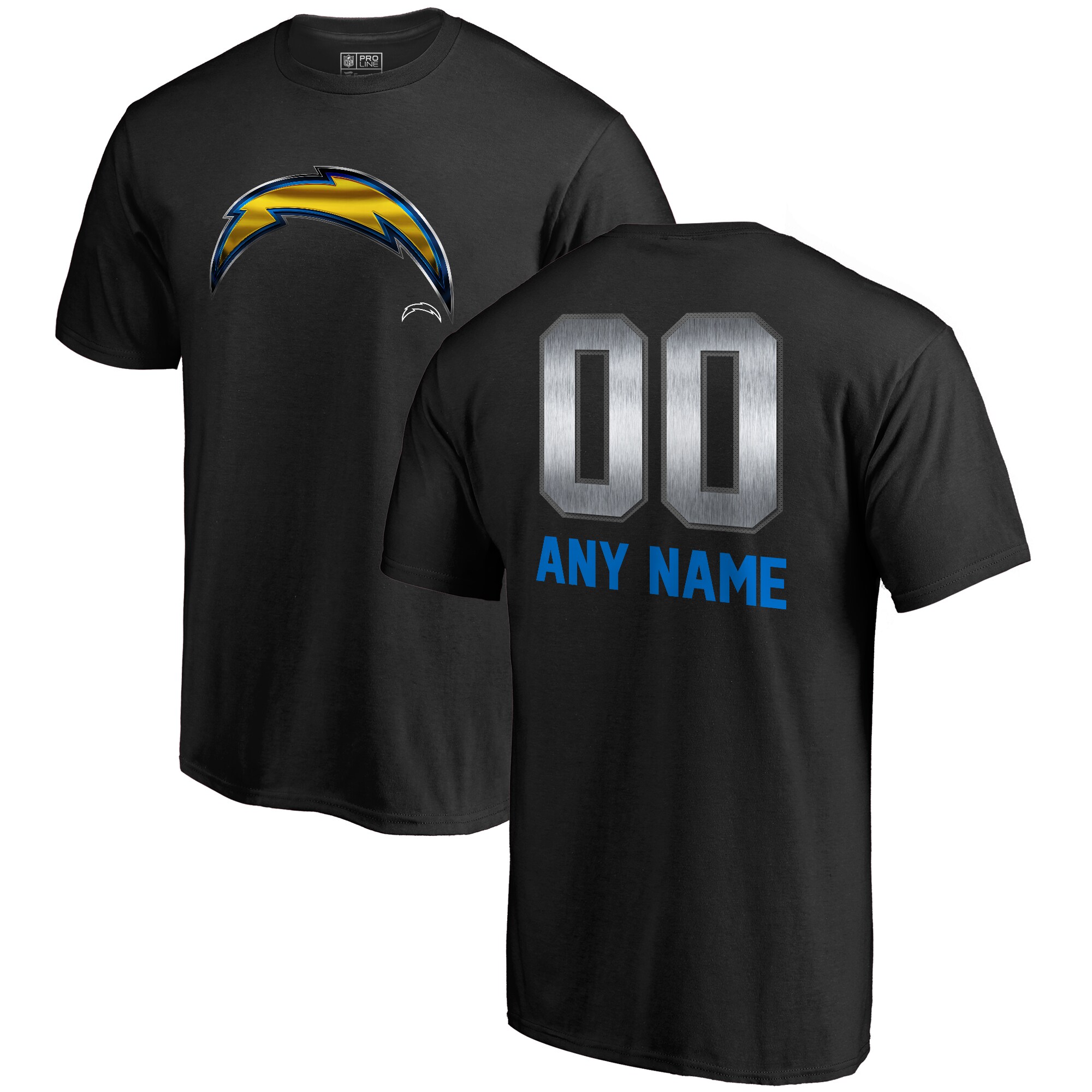 Men's Los Angeles Chargers NFL Pro Line by Fanatics Branded Black Personalized Midnight Mascot T-Shirt