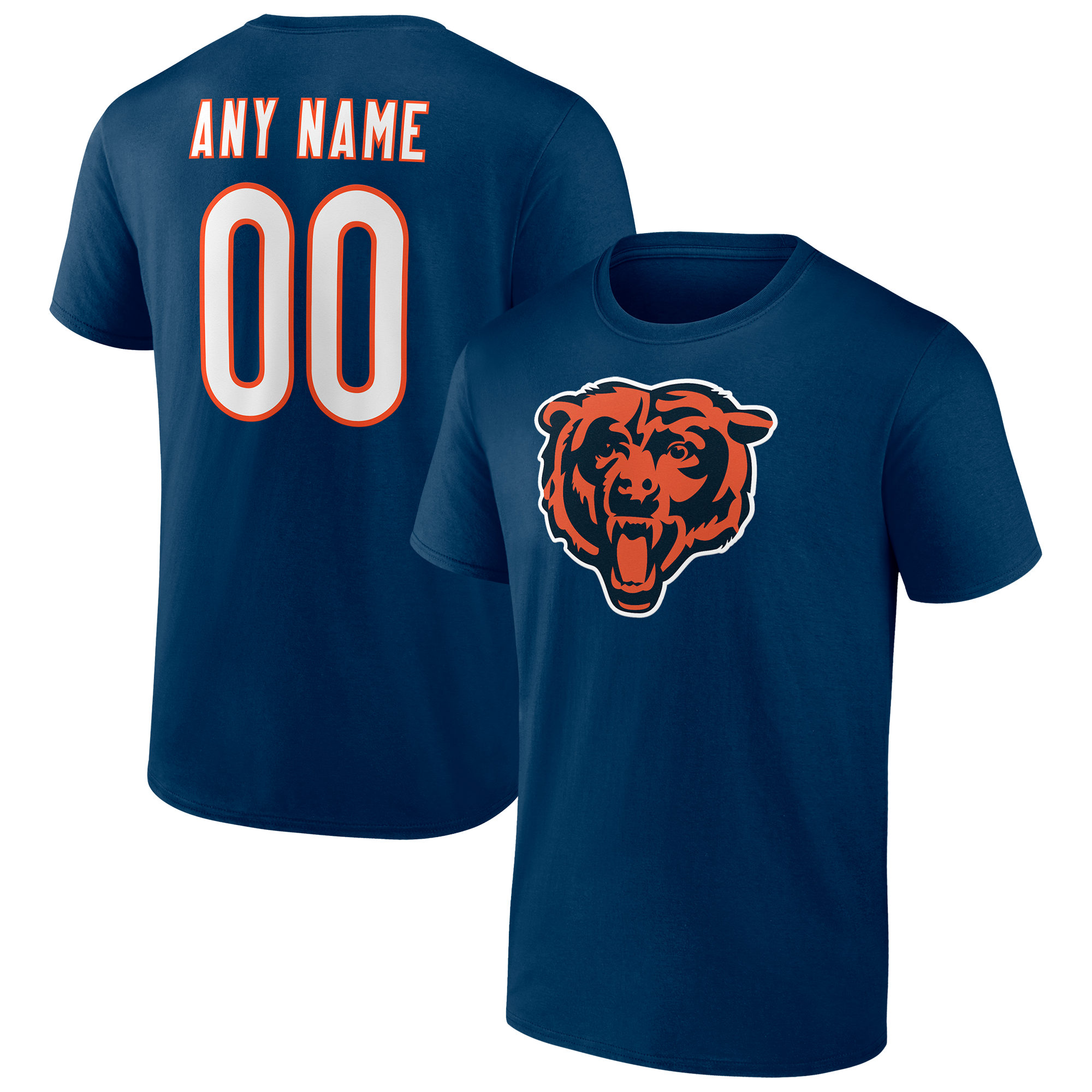 Men's Chicago Bears Fanatics Branded Navy Team Authentic Personalized Name & Number T-Shirt