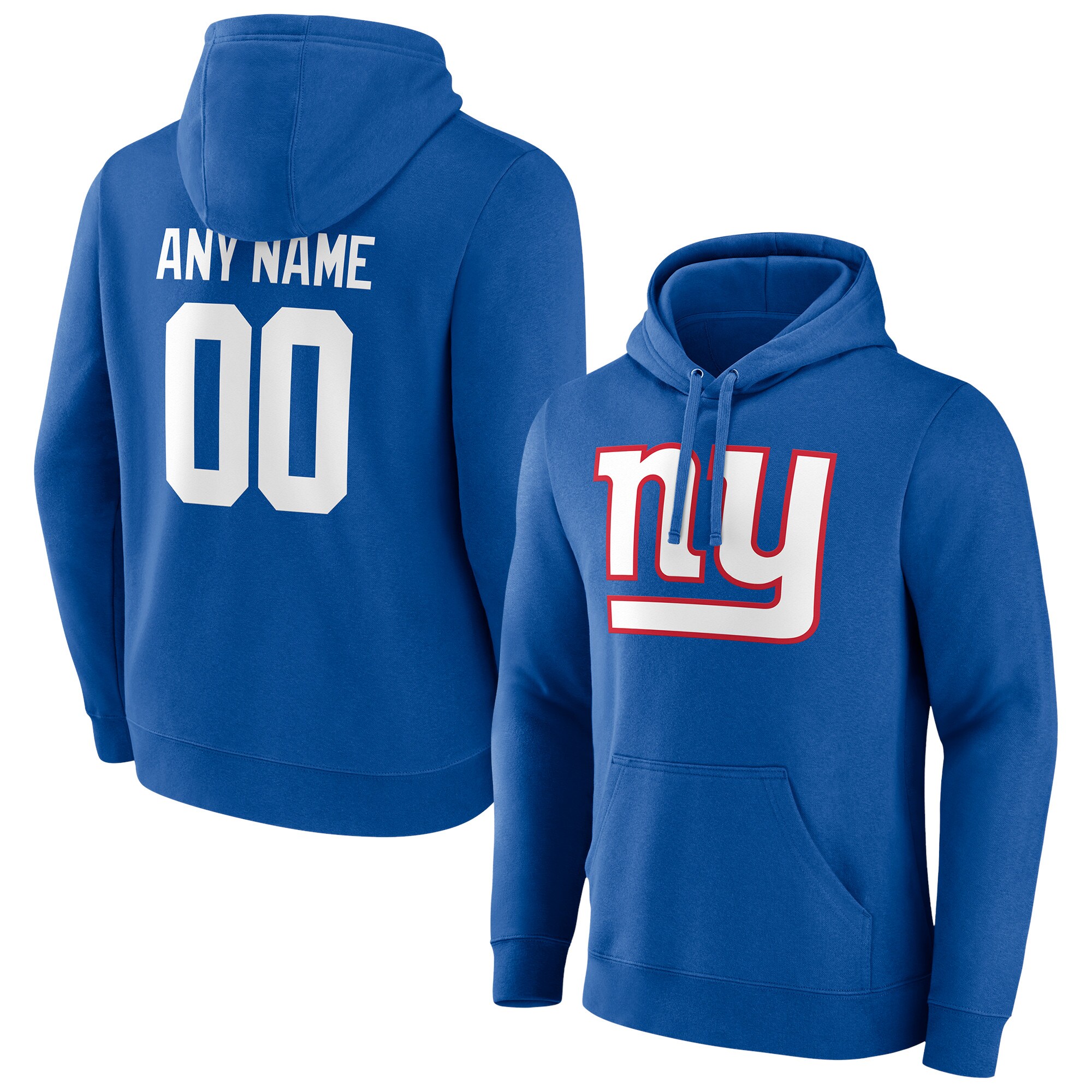Men's New York Giants Fanatics Branded Royal Team Authentic Personalized Name & Number Pullover Hoodie