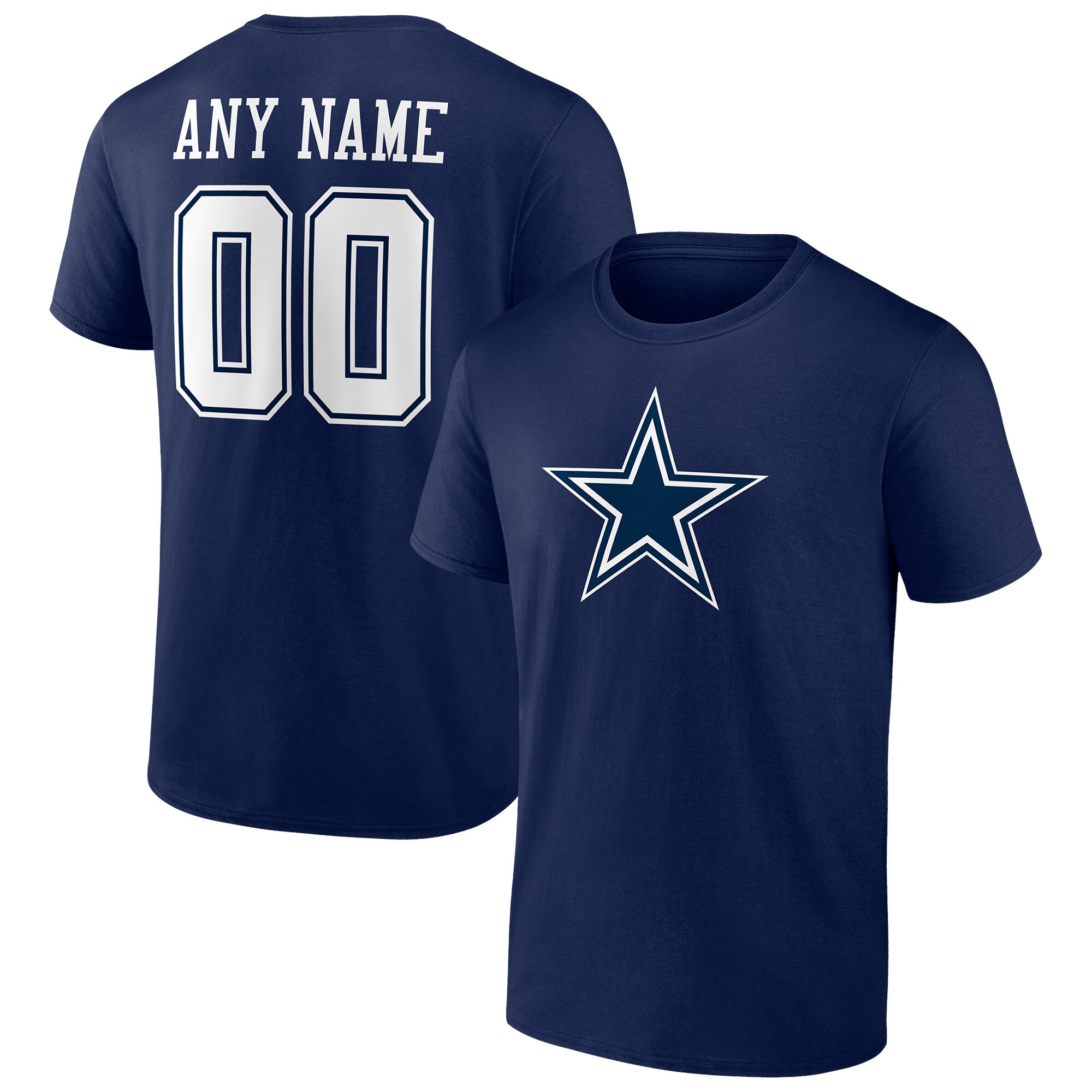 Men's Dallas Cowboys Fanatics Branded Navy Team Authentic Personalized Name & Number T-Shirt