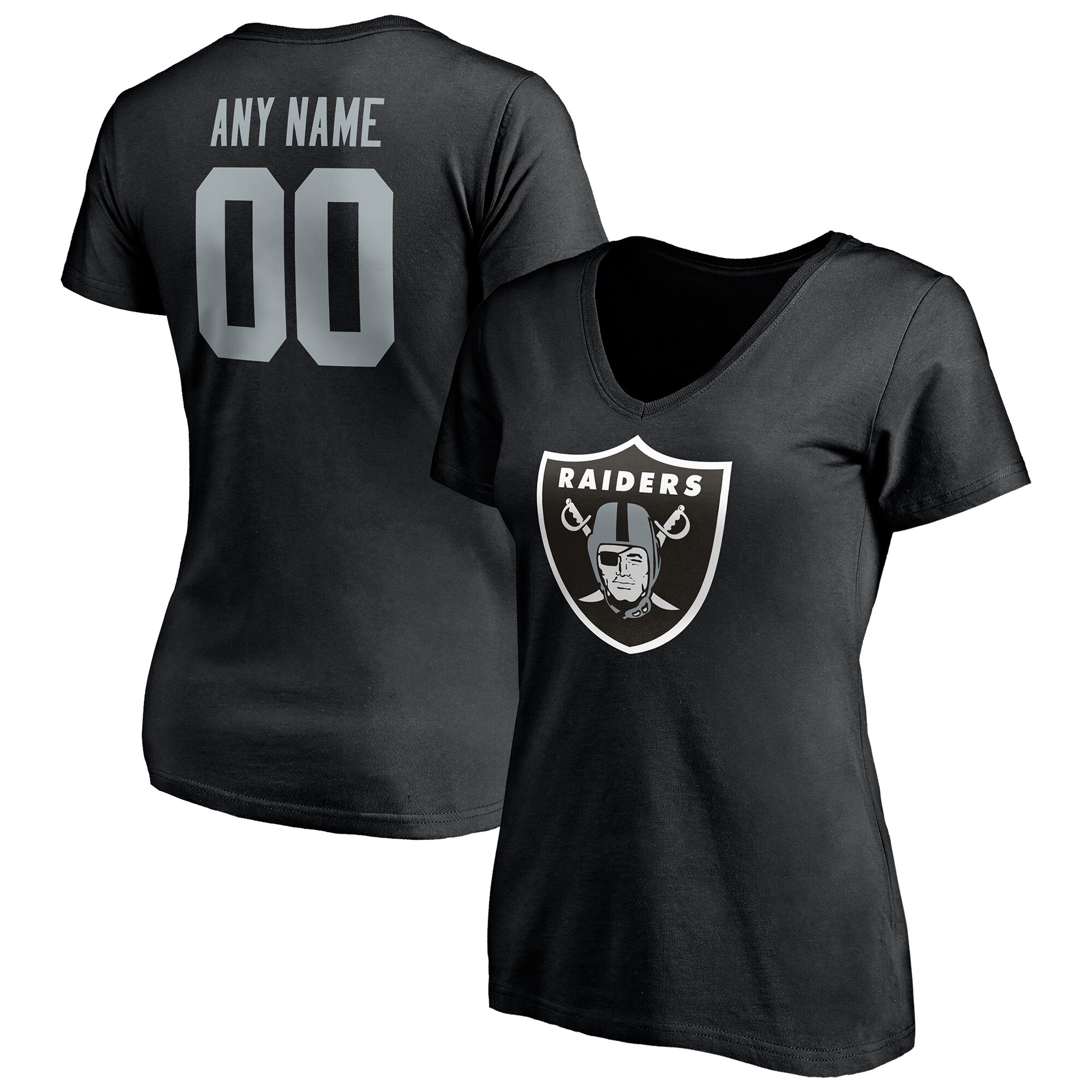 Women's Las Vegas Raiders Fanatics Branded Black Team Authentic Personalized Name & Number V-Neck T-Shirt