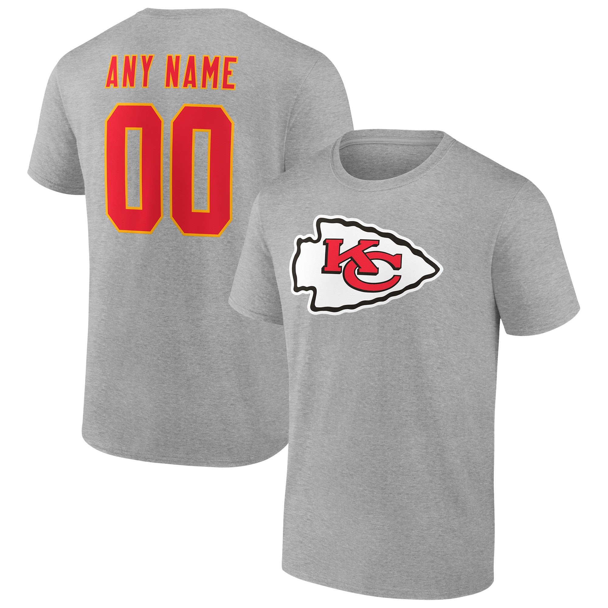 Men's Kansas City Chiefs Fanatics Branded Heathered Gray Team Authentic Custom T-Shirt
