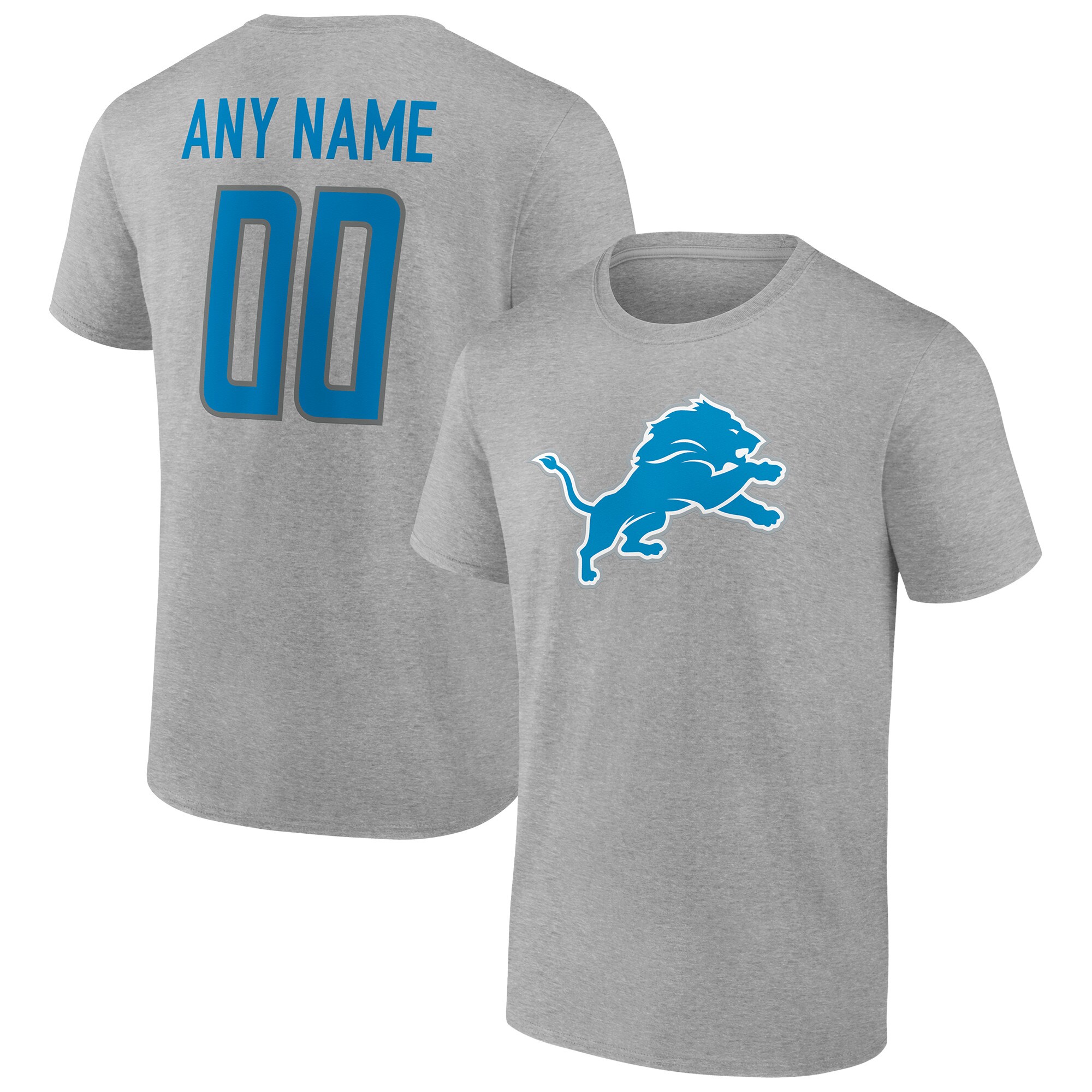 Men's Detroit Lions Fanatics Branded Heathered Gray Team Authentic Custom T-Shirt