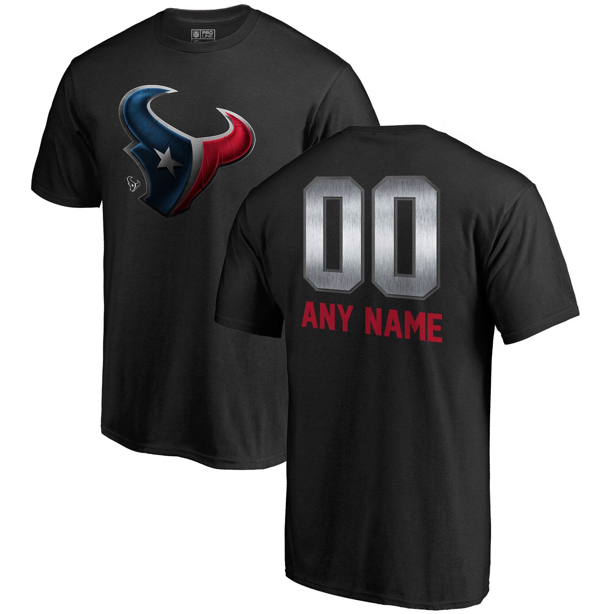 Men's Houston Texans NFL Pro Line by Fanatics Branded Black Personalized Midnight Mascot T-Shirt