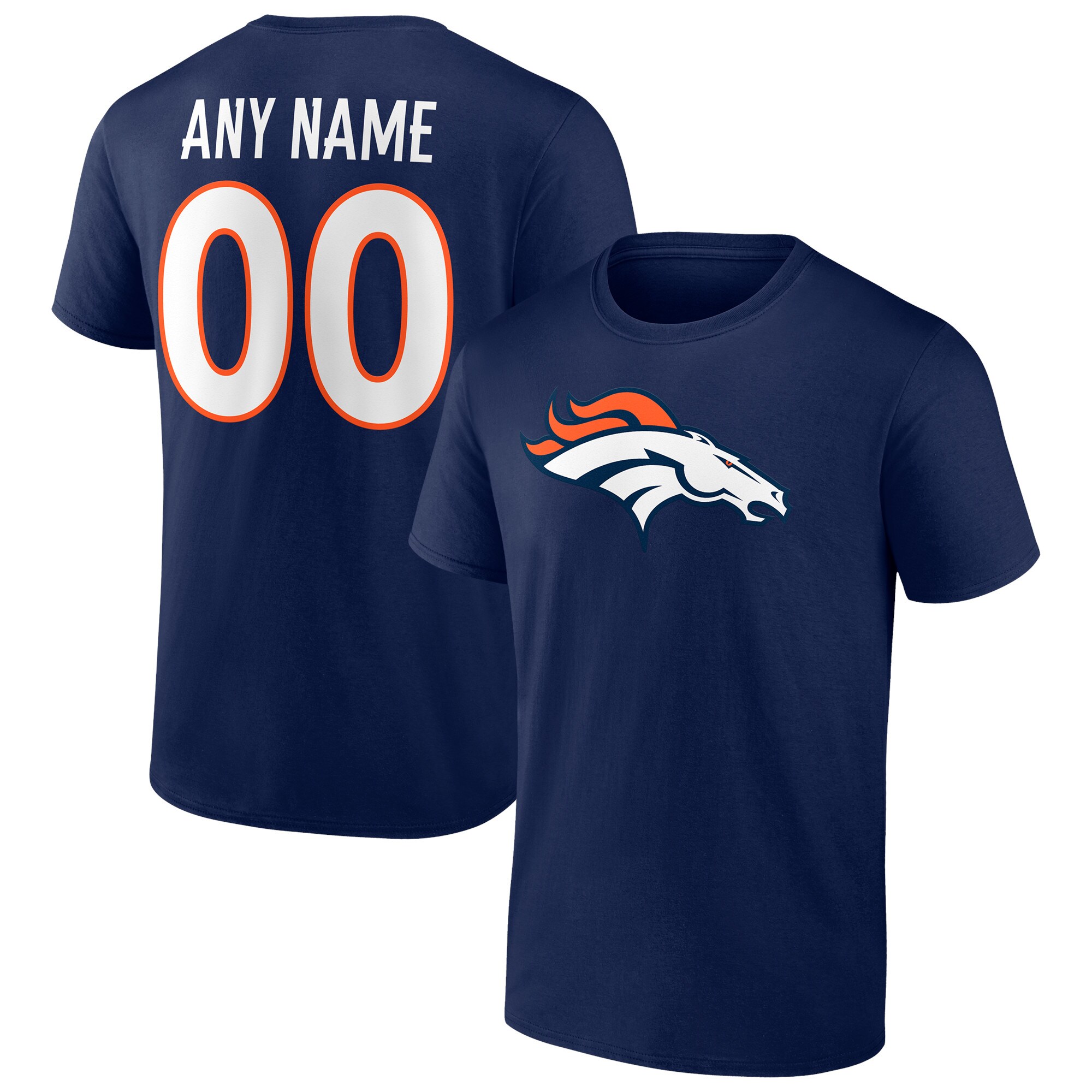 Men's Denver Broncos Fanatics Branded Navy Team Authentic Personalized Name & Number T-Shirt