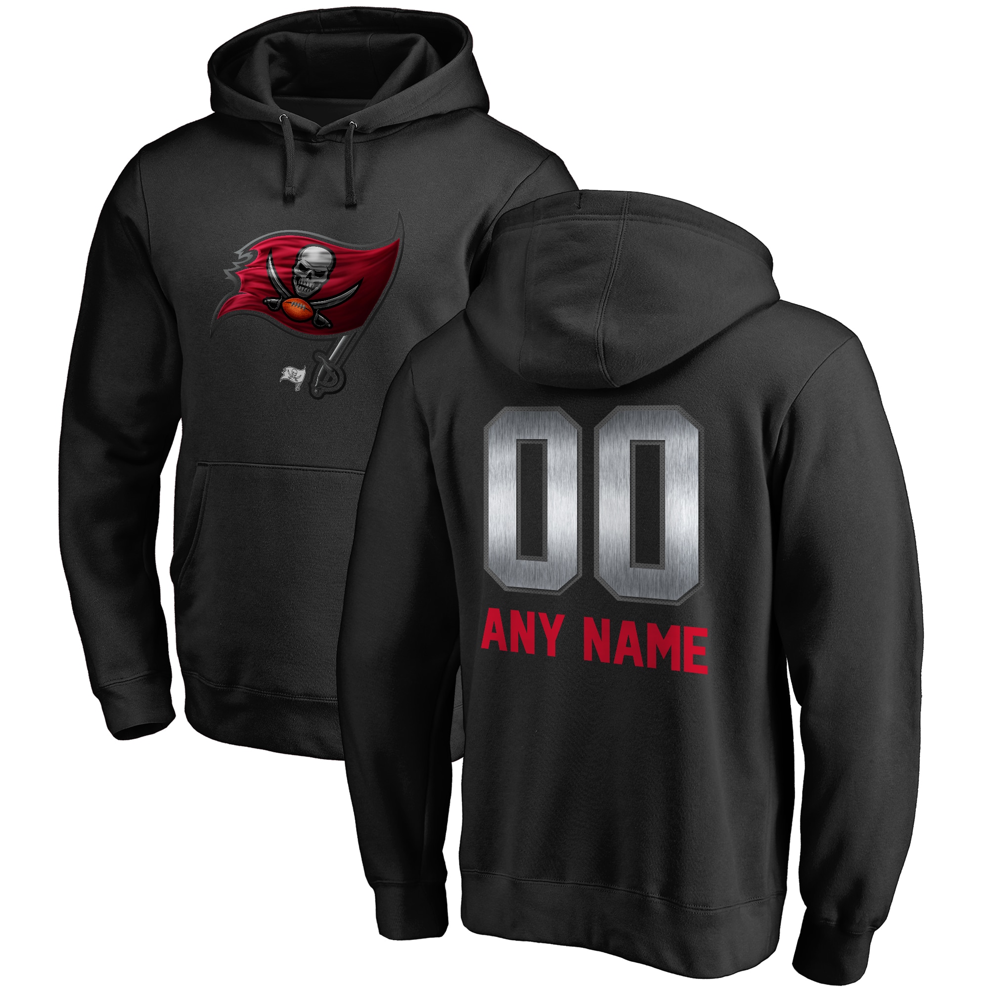 Men's Tampa Bay Buccaneers NFL Pro Line by Fanatics Branded Black Personalized Midnight Mascot Pullover Hoodie