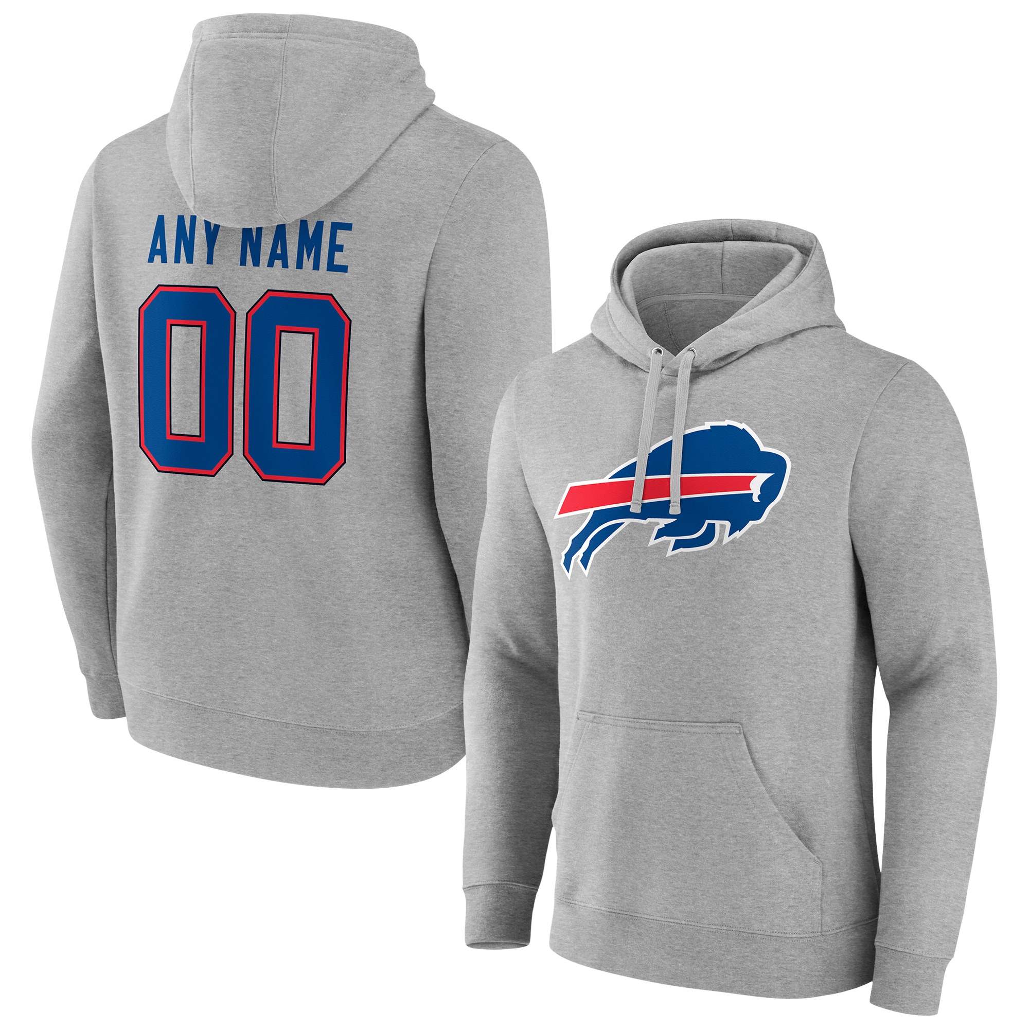 Men's Buffalo Bills Fanatics Branded Heathered Gray Team Authentic Custom Pullover Hoodie