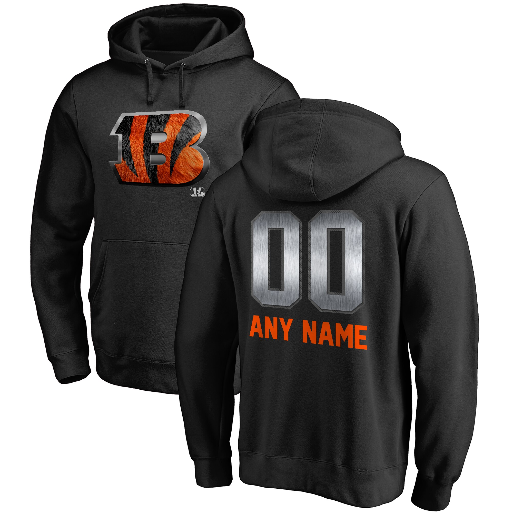 Men's Cincinnati Bengals NFL Pro Line by Fanatics Branded Black Personalized Midnight Mascot Pullover Hoodie