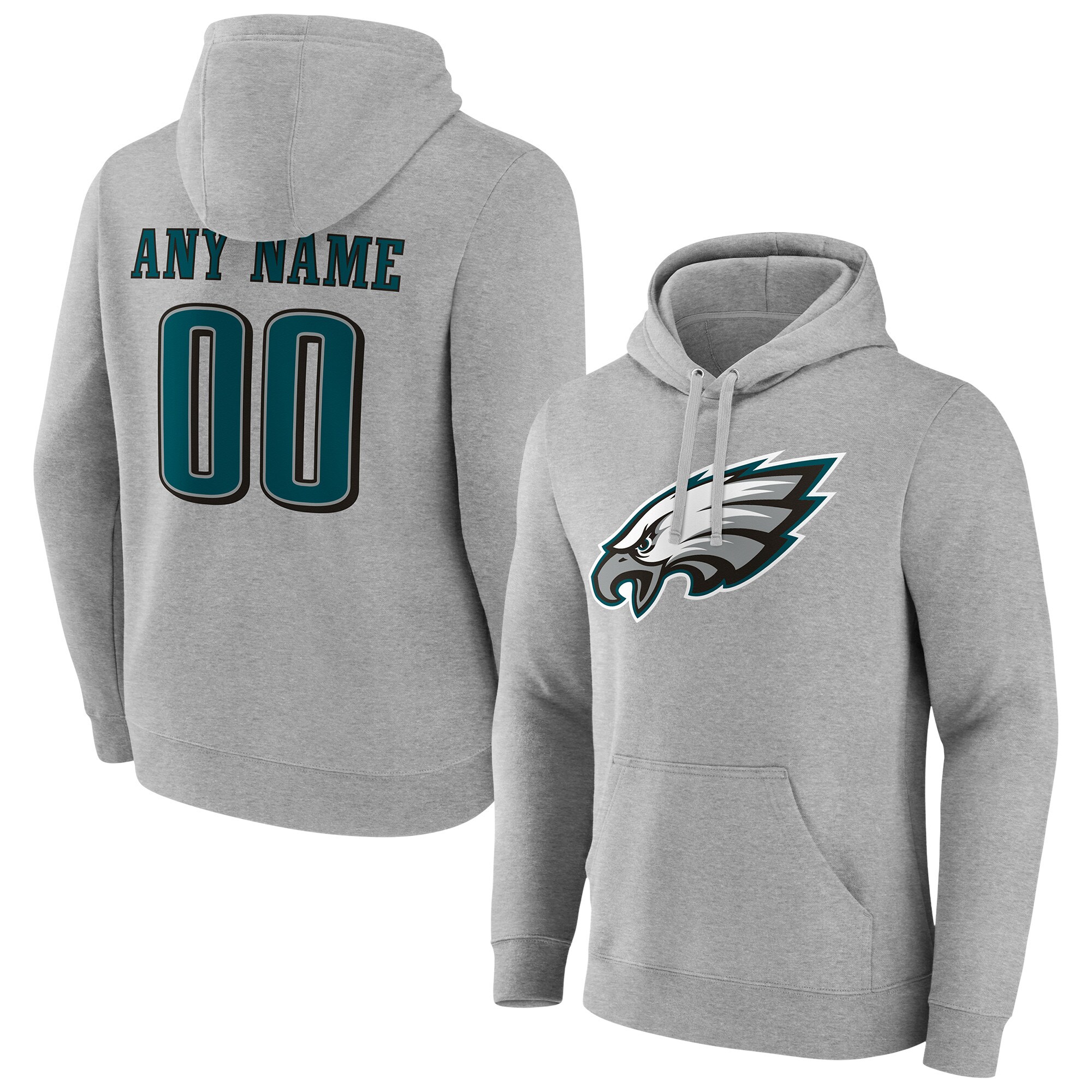 Men's Philadelphia Eagles Fanatics Branded Heathered Gray Team Authentic Custom Pullover Hoodie