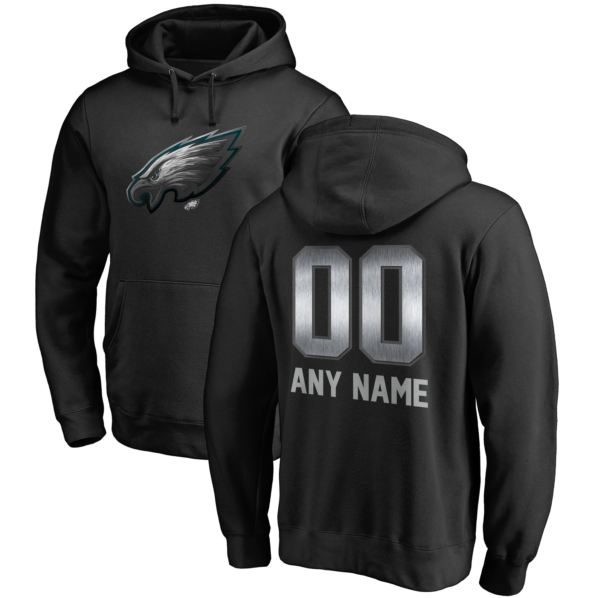 Men's Philadelphia Eagles NFL Pro Line by Fanatics Branded Black Personalized Midnight Mascot Pullover Hoodie