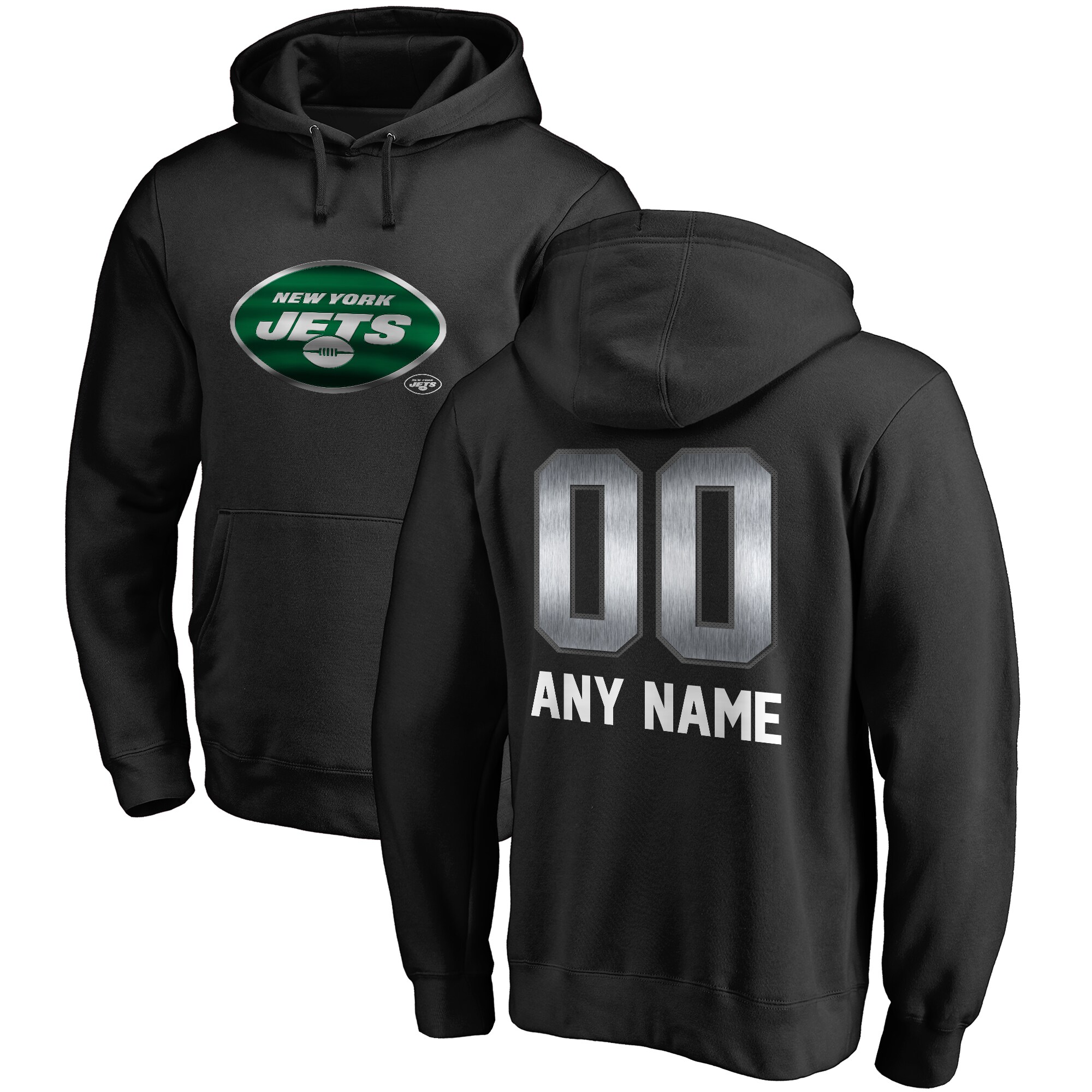 Men's New York Jets NFL Pro Line by Fanatics Branded Black Personalized Midnight Mascot Pullover Hoodie