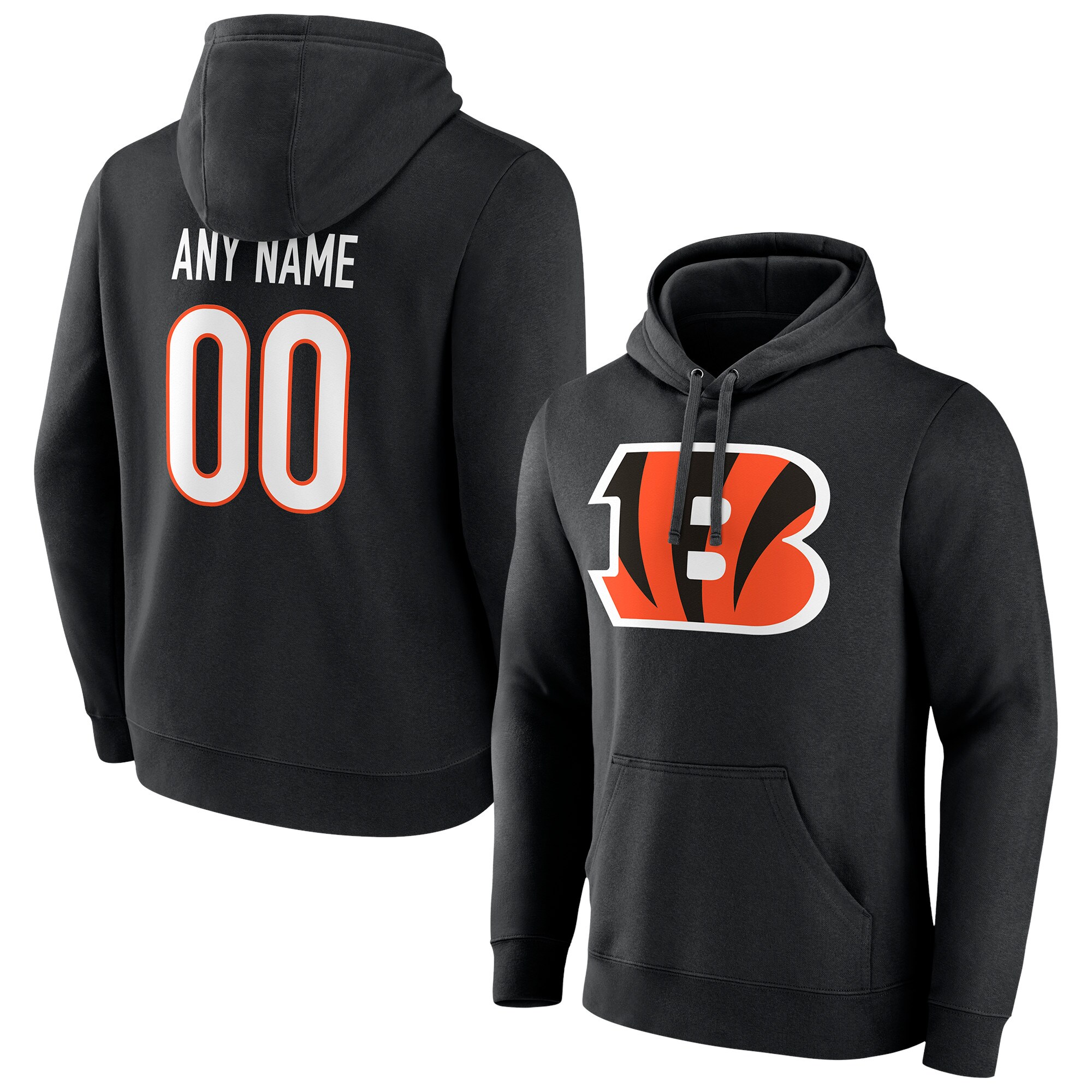 Men's Cincinnati Bengals Fanatics Branded Black Team Authentic Personalized Name & Number Pullover Hoodie