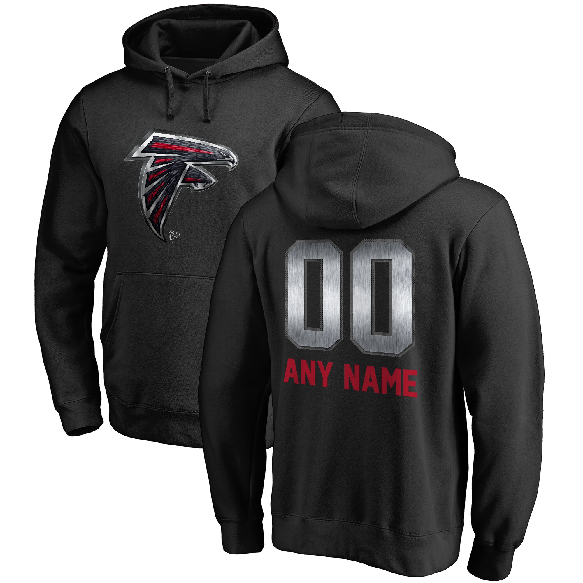 Men's Atlanta Falcons NFL Pro Line by Fanatics Branded Black Personalized Midnight Mascot Pullover Hoodie