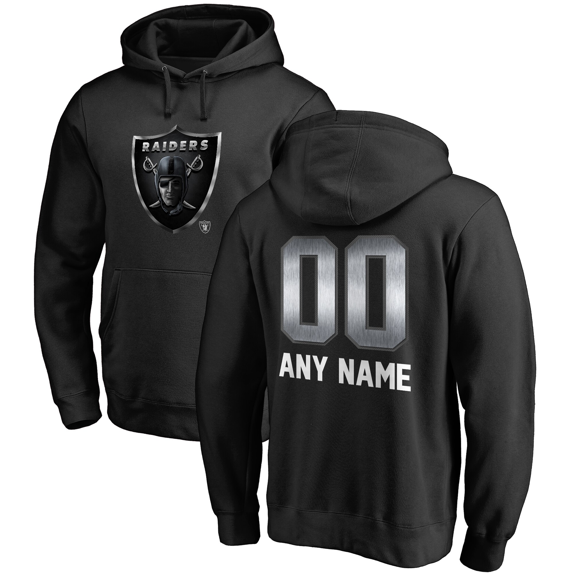Men's Las Vegas Raiders NFL Pro Line by Fanatics Branded Black Personalized Midnight Mascot Pullover Hoodie