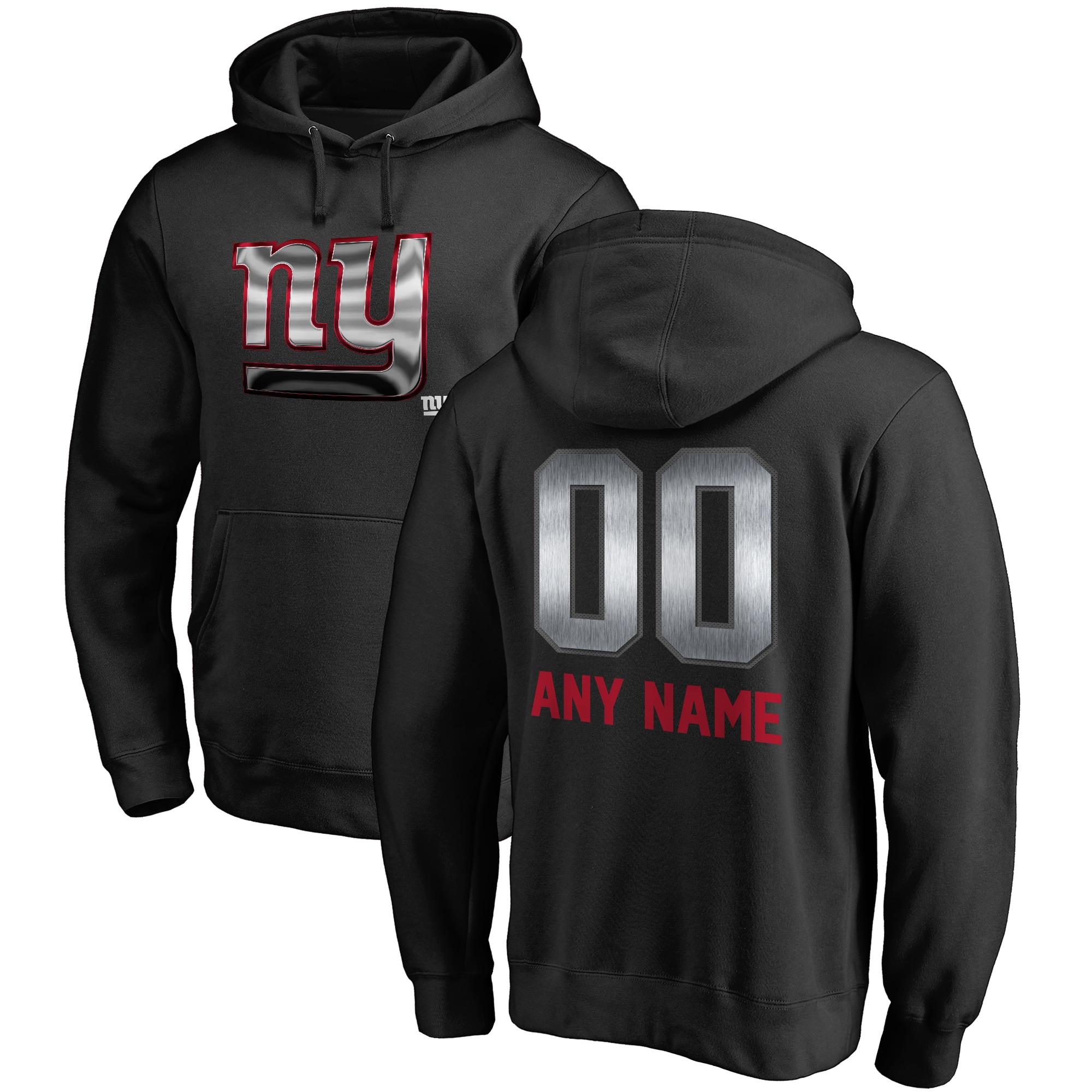 Men's New York Giants NFL Pro Line by Fanatics Branded Black Personalized Midnight Mascot Pullover Hoodie