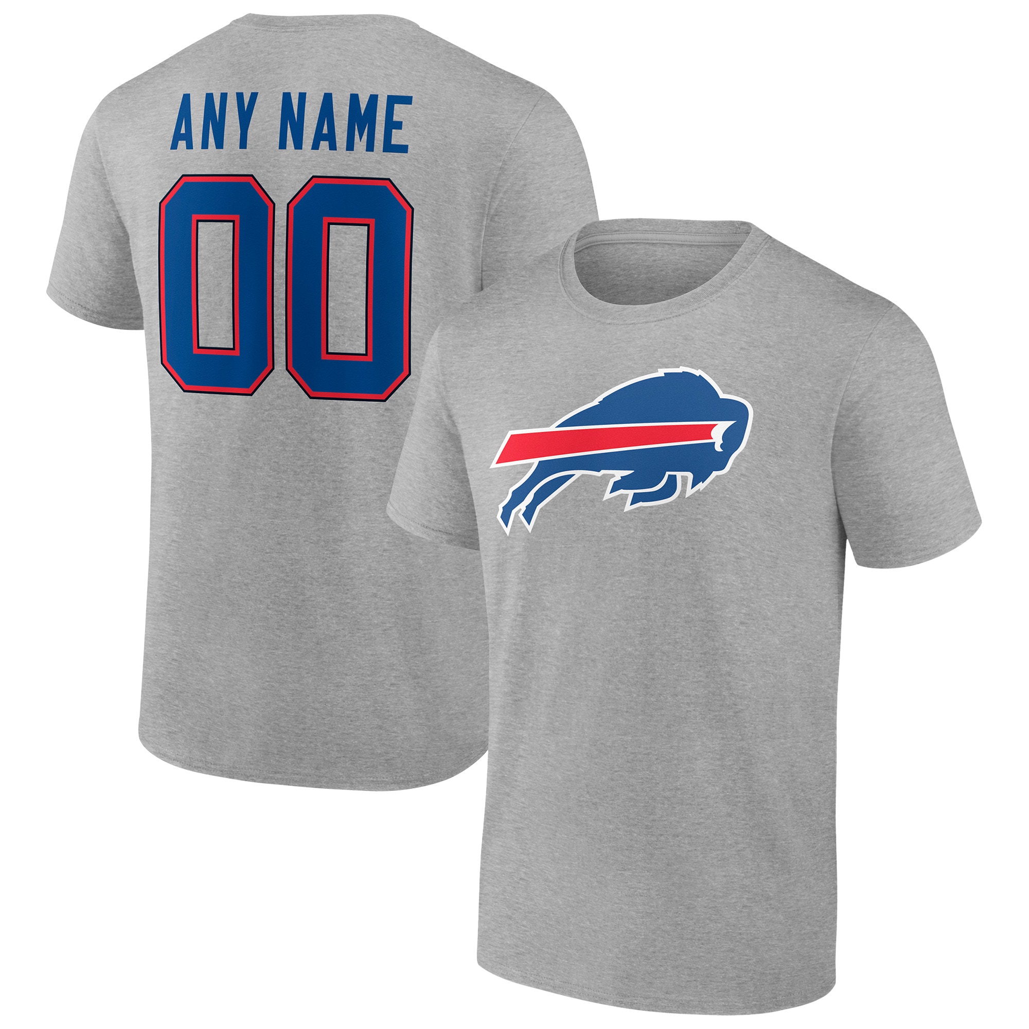 Men's Buffalo Bills Fanatics Branded Heathered Gray Team Authentic Custom T-Shirt