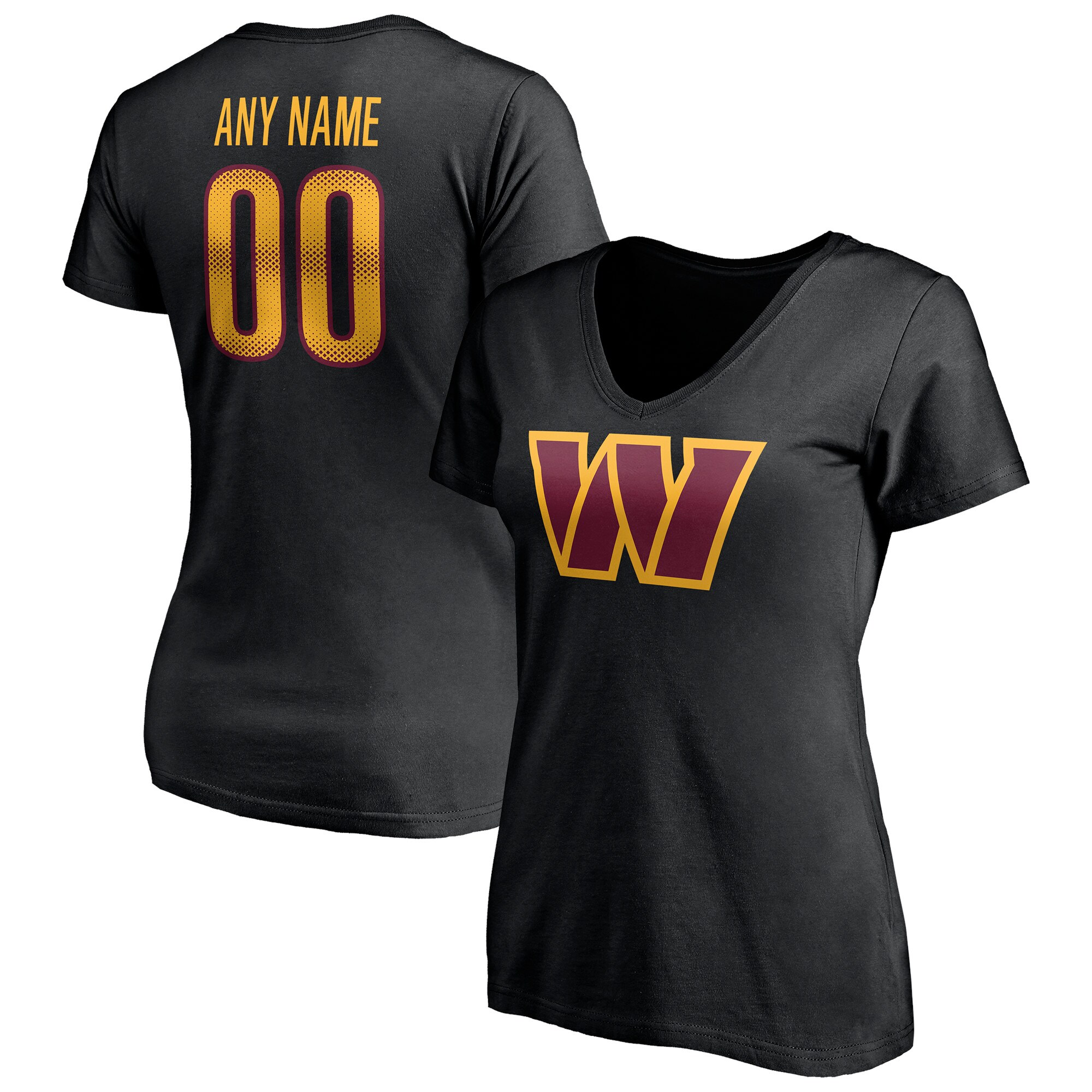 Women's Washington Commanders Fanatics Branded Black Team Authentic Personalized Name & Number V-Neck T-Shirt