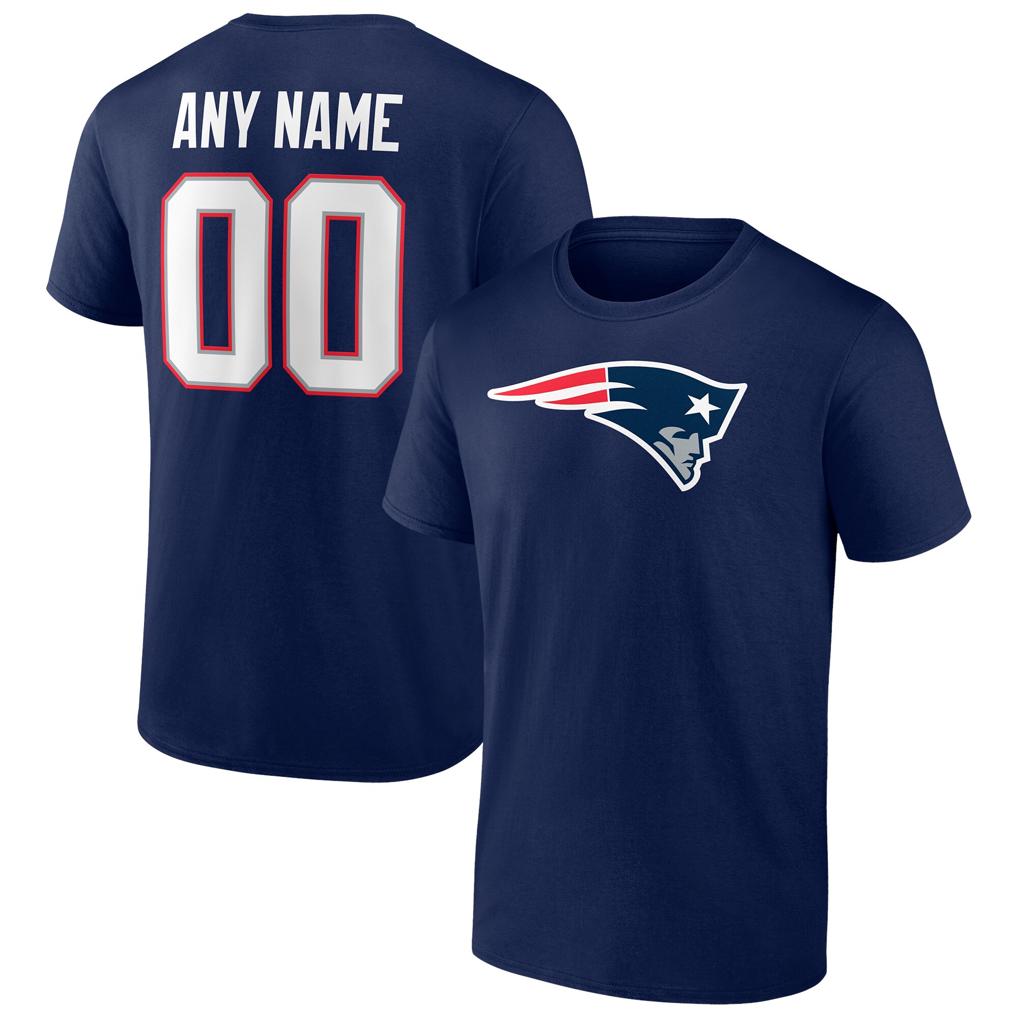 Men's New England Patriots Fanatics Branded Navy Team Authentic Personalized Name & Number T-Shirt