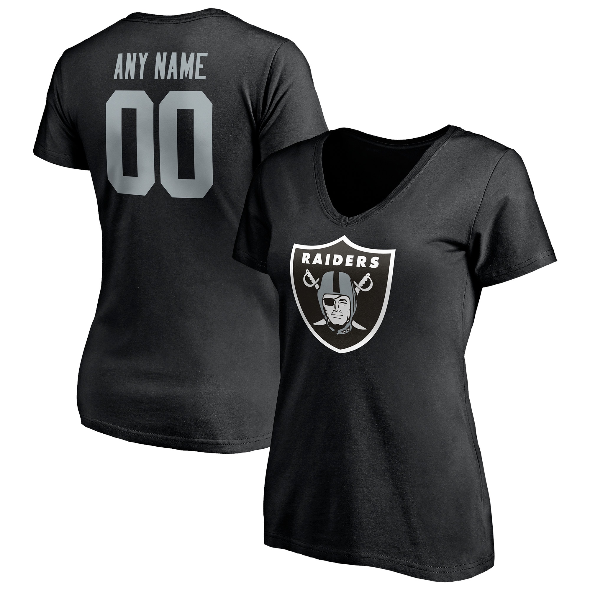 Women's Las Vegas Raiders Fanatics Branded Black Team Authentic Personalized Name & Number V-Neck T-Shirt