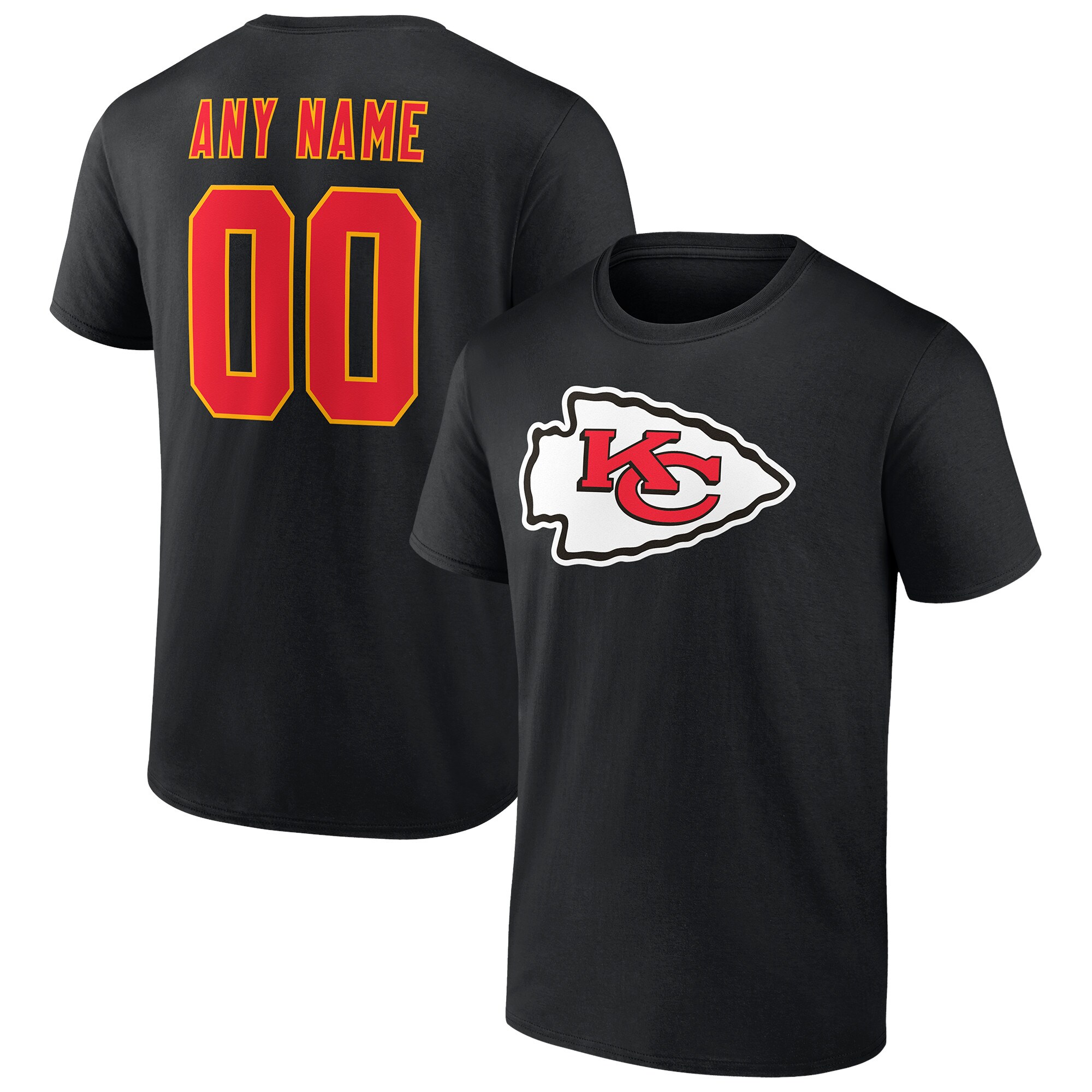 Men's Kansas City Chiefs Fanatics Branded Black Team Authentic Logo Personalized Name & Number T-Shirt