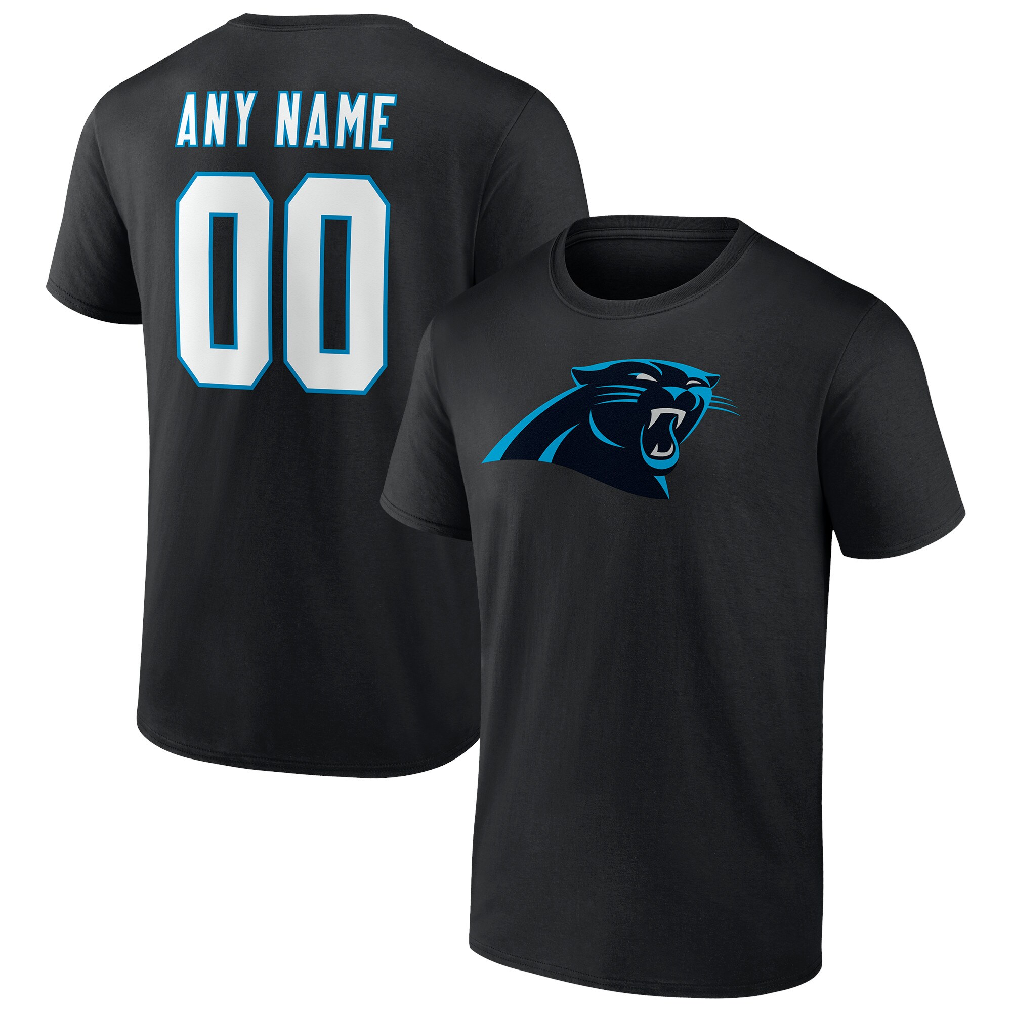 Men's Carolina Panthers Fanatics Branded Black Team Authentic Personalized Name & Number T-Shirt