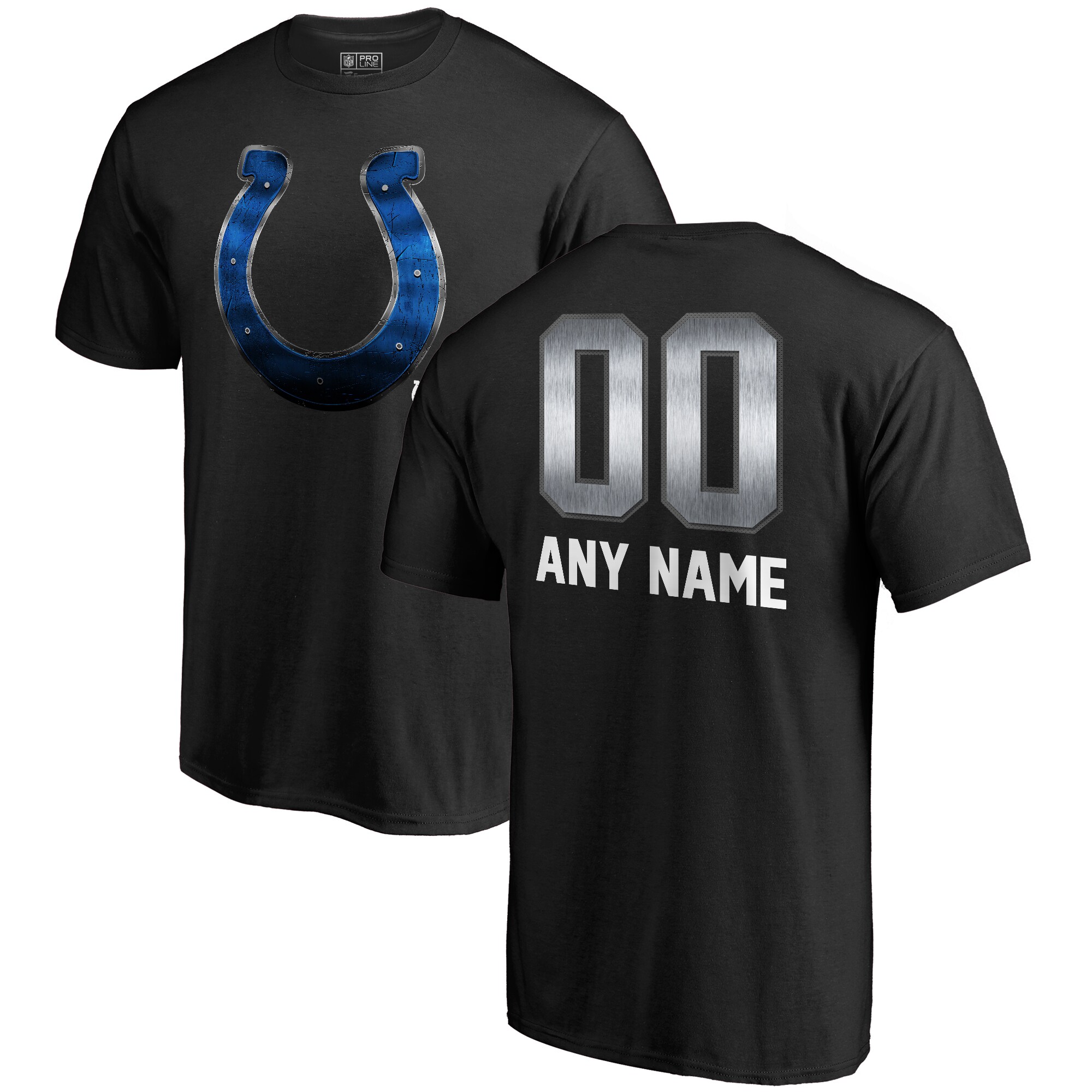 Men's Indianapolis Colts NFL Pro Line by Fanatics Branded Black Personalized Midnight Mascot T-Shirt