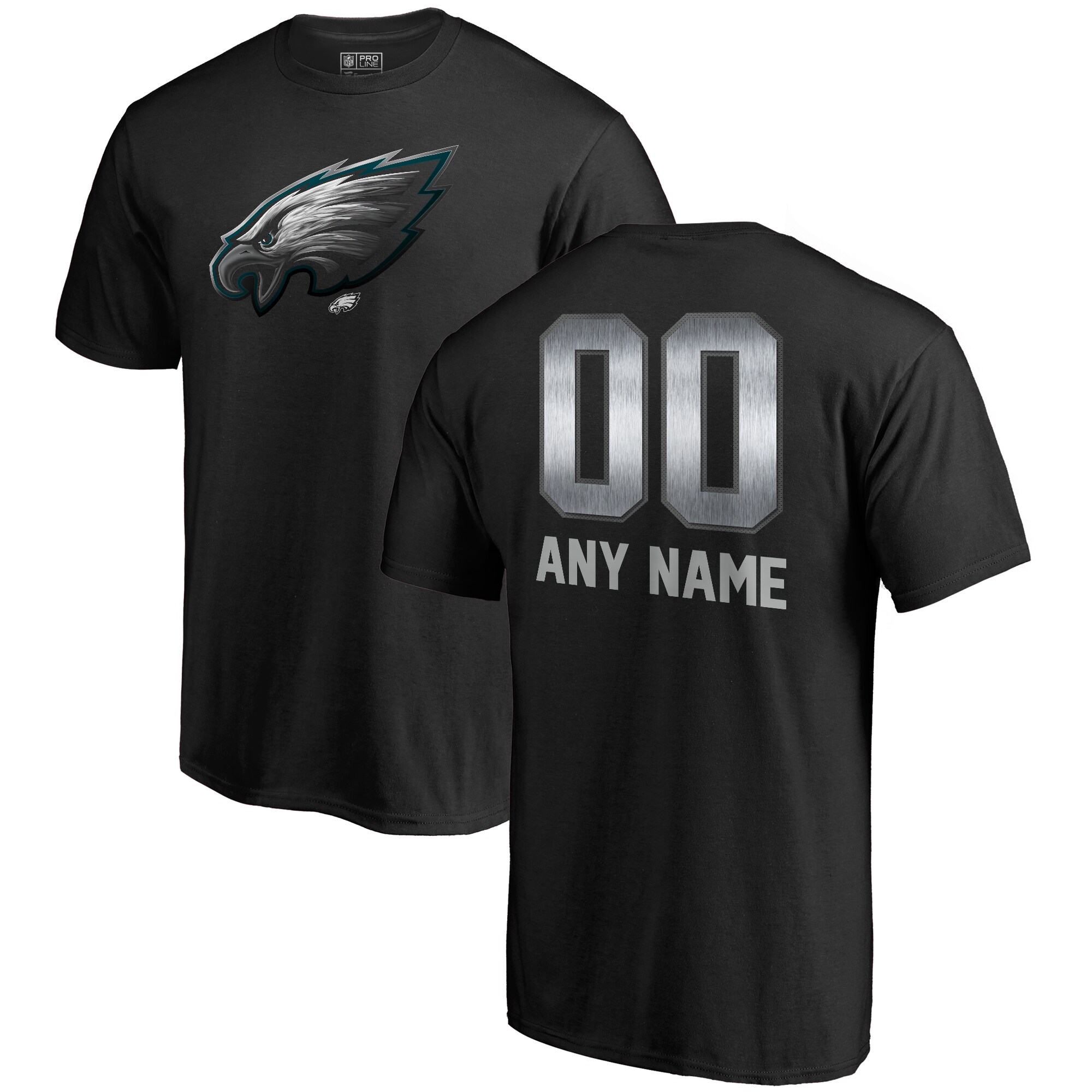 Men's Philadelphia Eagles NFL Pro Line by Fanatics Branded Black Personalized Midnight Mascot T-Shirt
