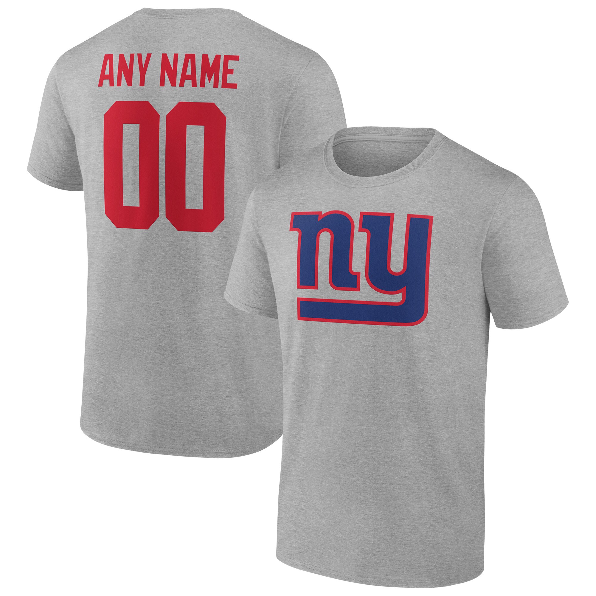 Men's New York Giants Fanatics Branded Heathered Gray Team Authentic Custom T-Shirt