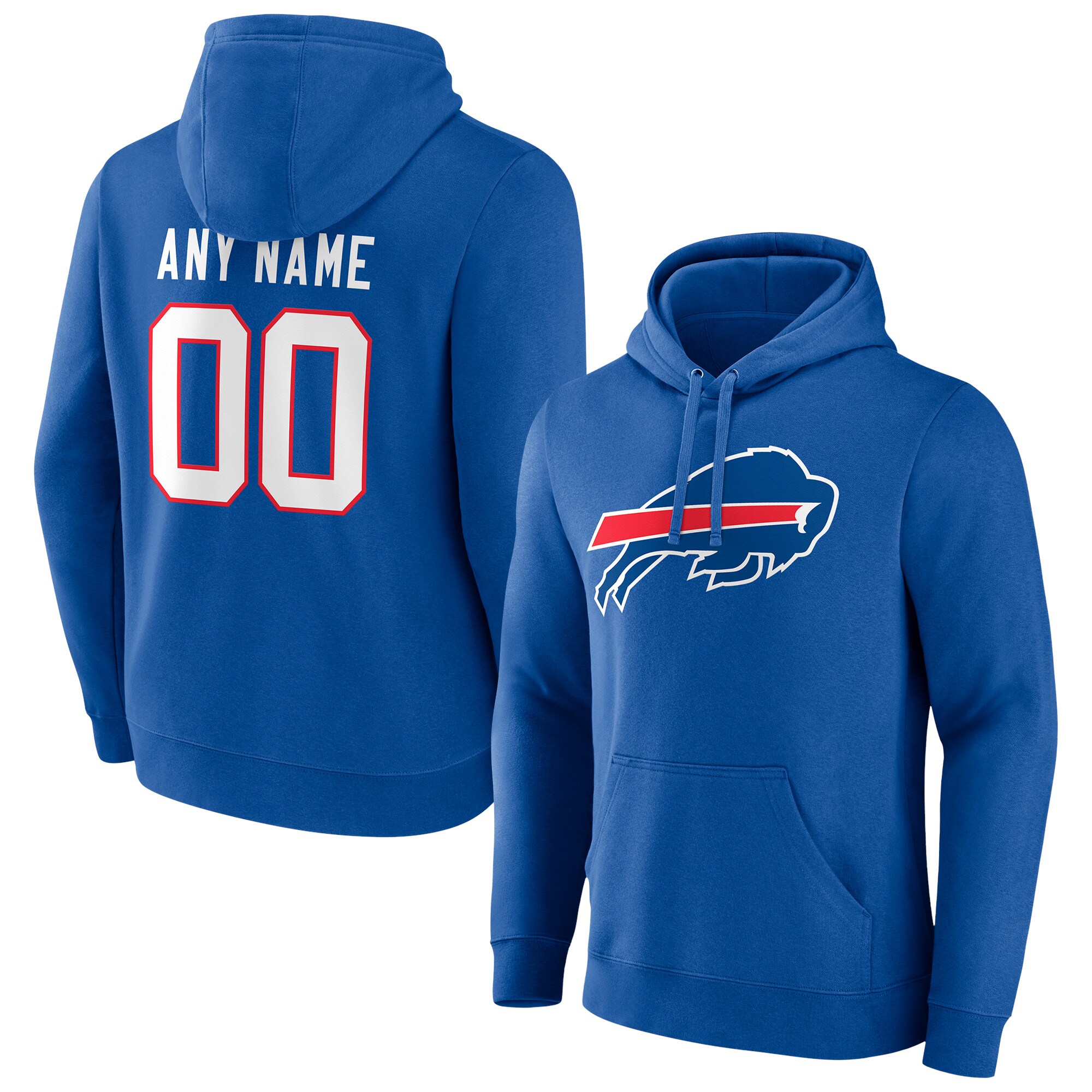 Men's Buffalo Bills Fanatics Branded Royal Team Authentic Personalized Name & Number Pullover Hoodie
