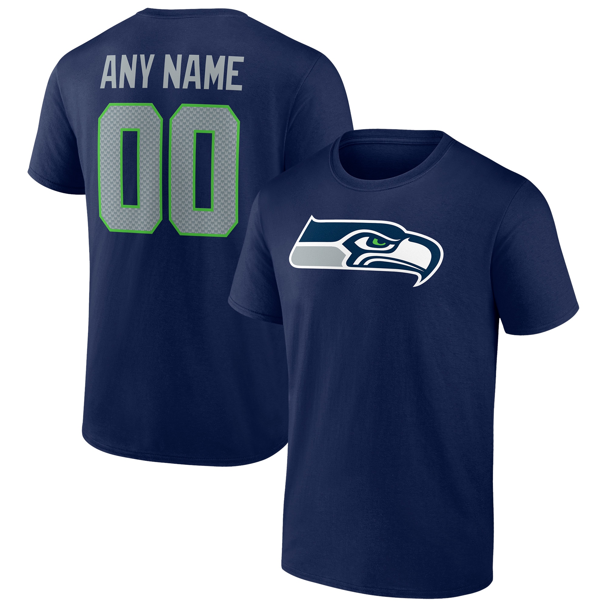 Men's Seattle Seahawks Fanatics Branded College Navy Team Authentic Personalized Name & Number T-Shirt