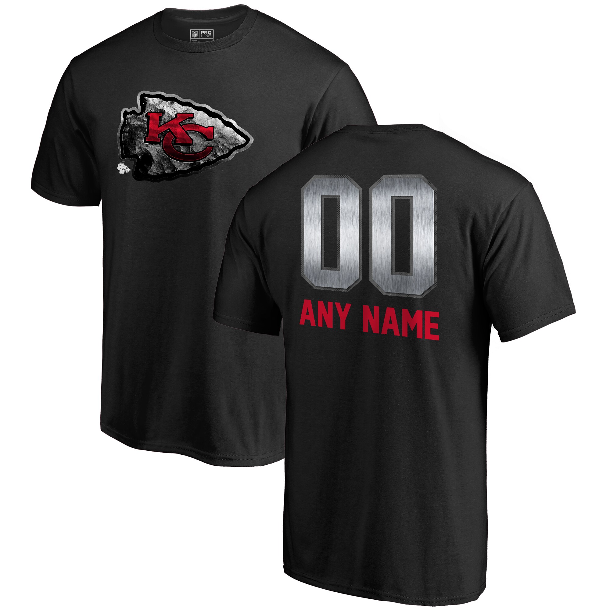 Men's Kansas City Chiefs NFL Pro Line by Fanatics Branded Black Personalized Midnight Mascot T-Shirt