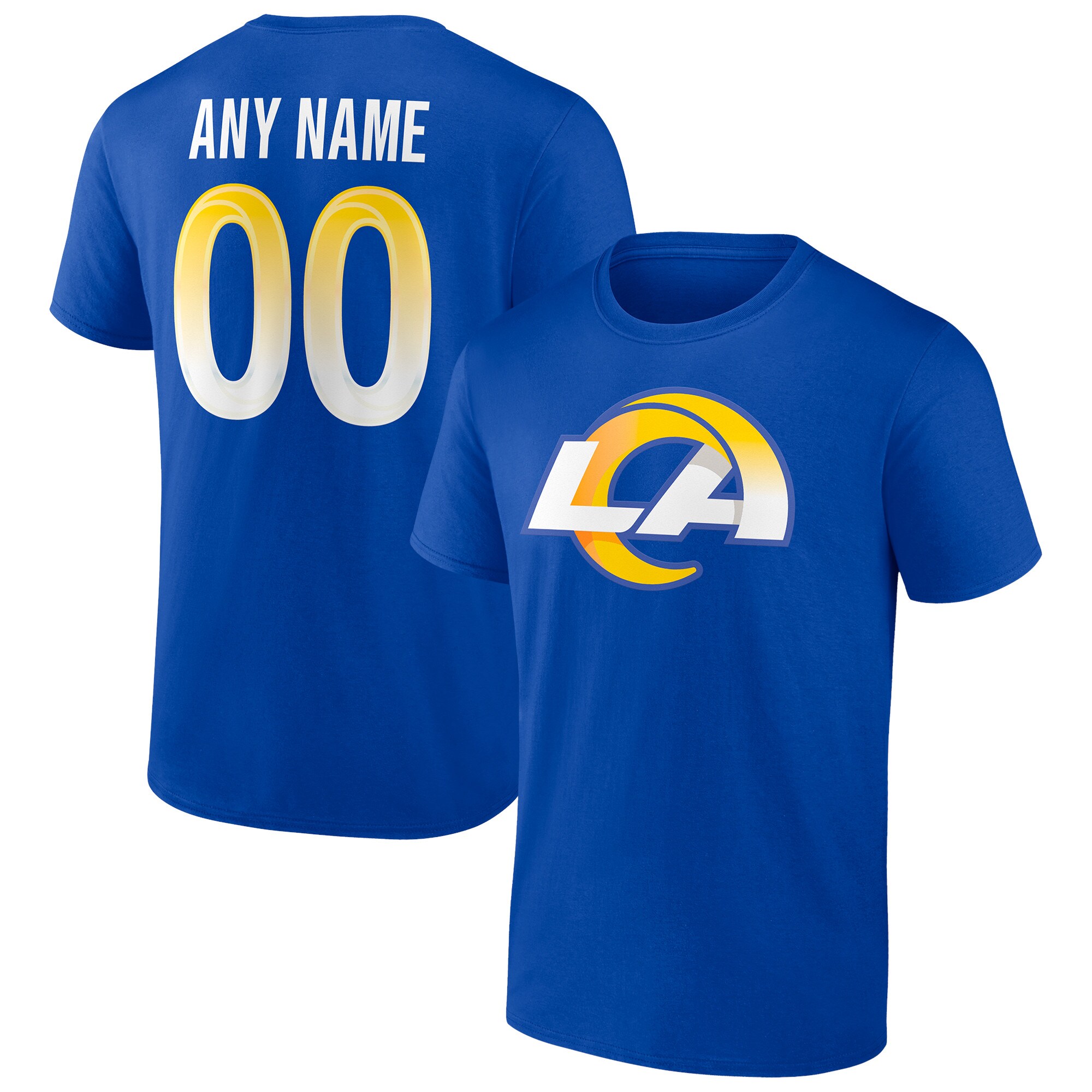 Men's Los Angeles Rams Fanatics Branded Royal Team Authentic Personalized Name & Number T-Shirt