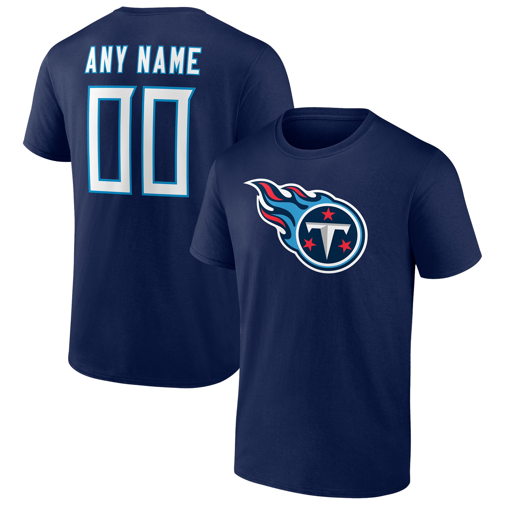 Men's Tennessee Titans Fanatics Branded Navy Team Authentic Personalized Name & Number T-Shirt