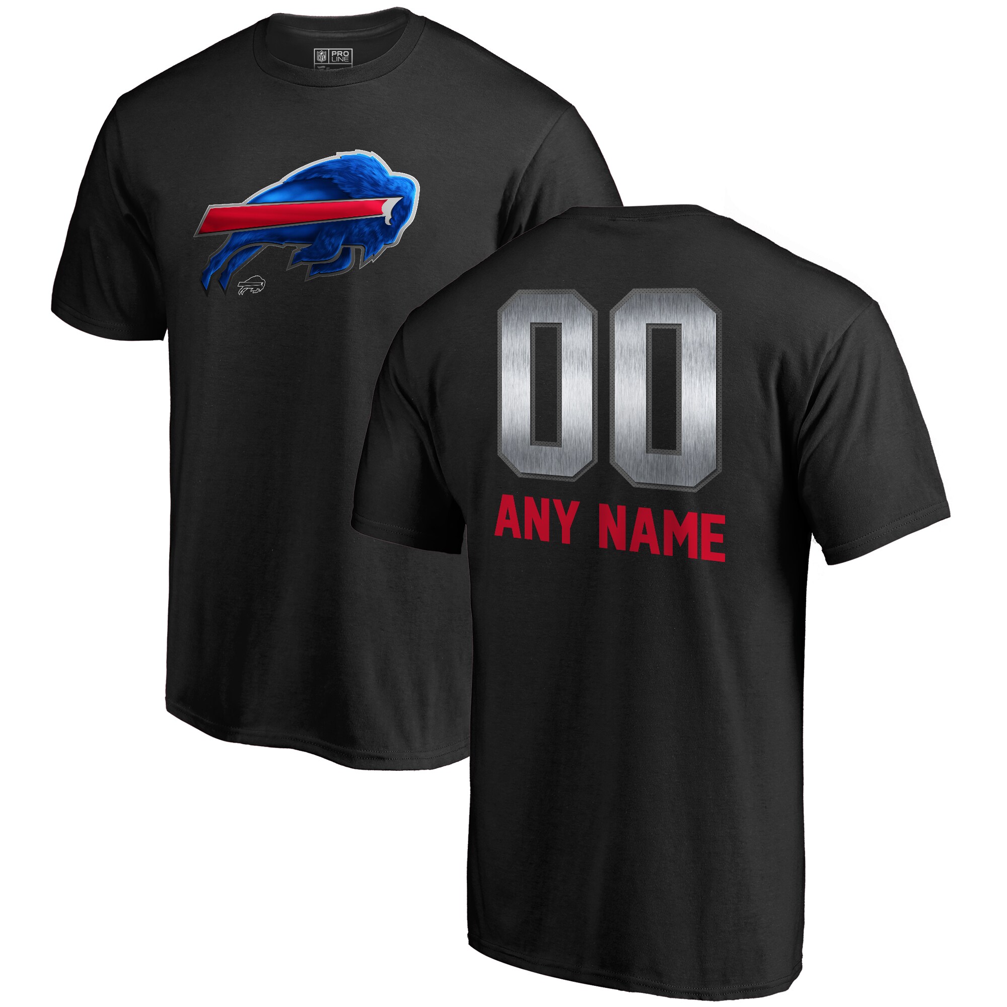 Men's Buffalo Bills NFL Pro Line by Fanatics Branded Black Personalized Midnight Mascot T-Shirt