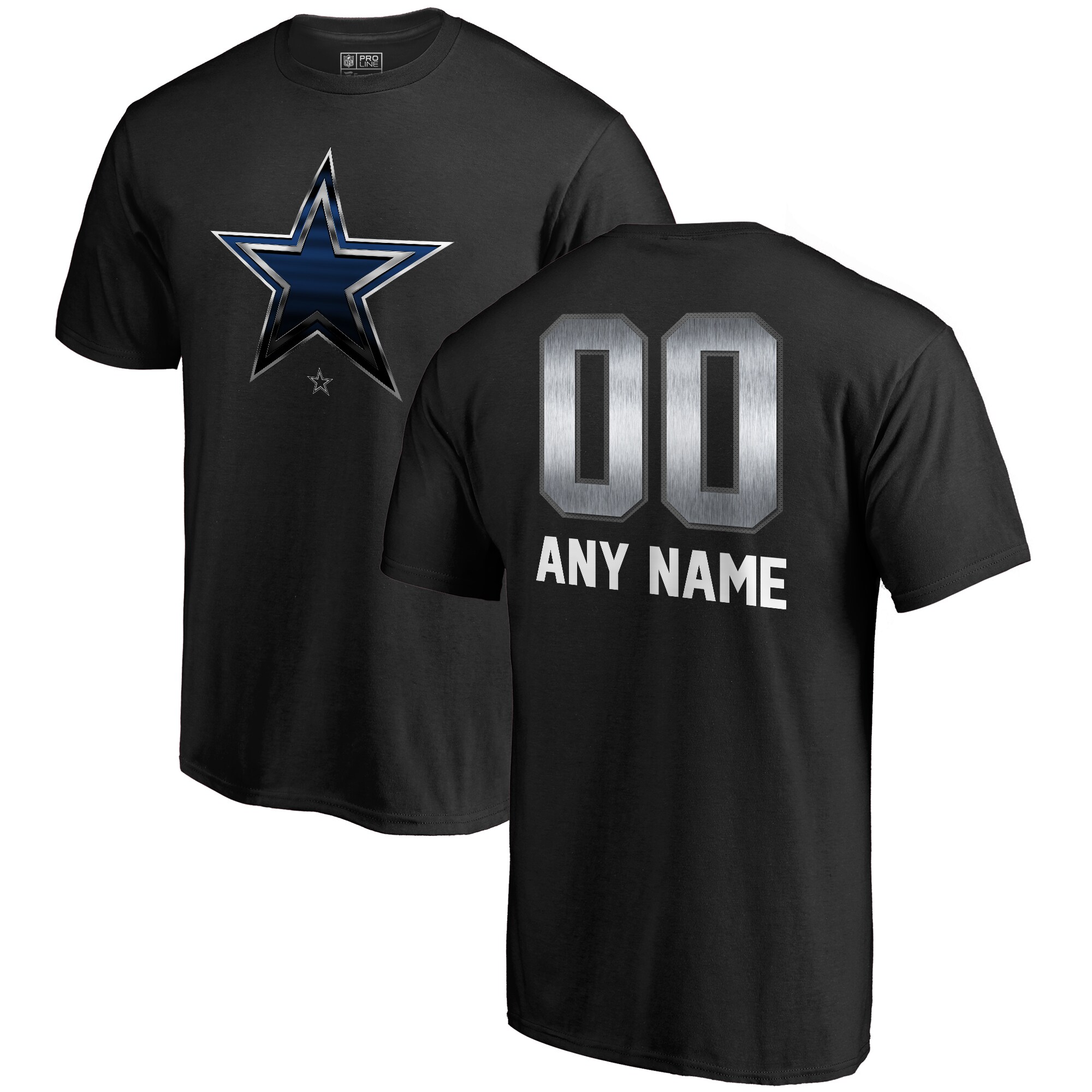 Men's Dallas Cowboys NFL Pro Line by Fanatics Branded Black Personalized Midnight Mascot T-Shirt