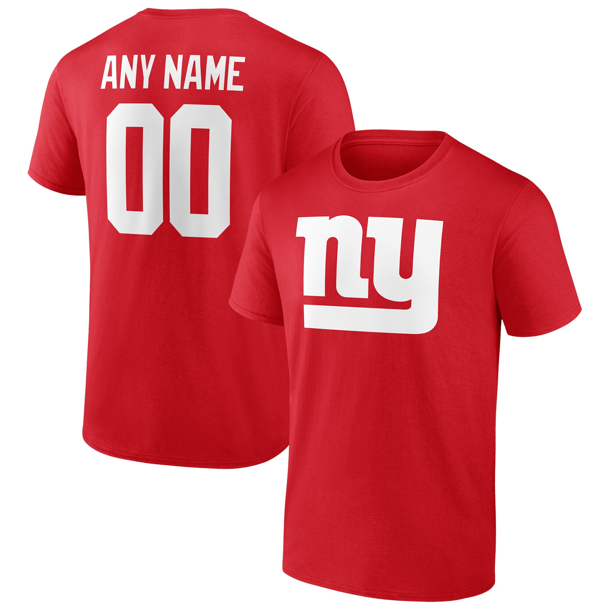 Men's New York Giants Fanatics Branded Red Team Authentic Logo Personalized Name & Number T-Shirt