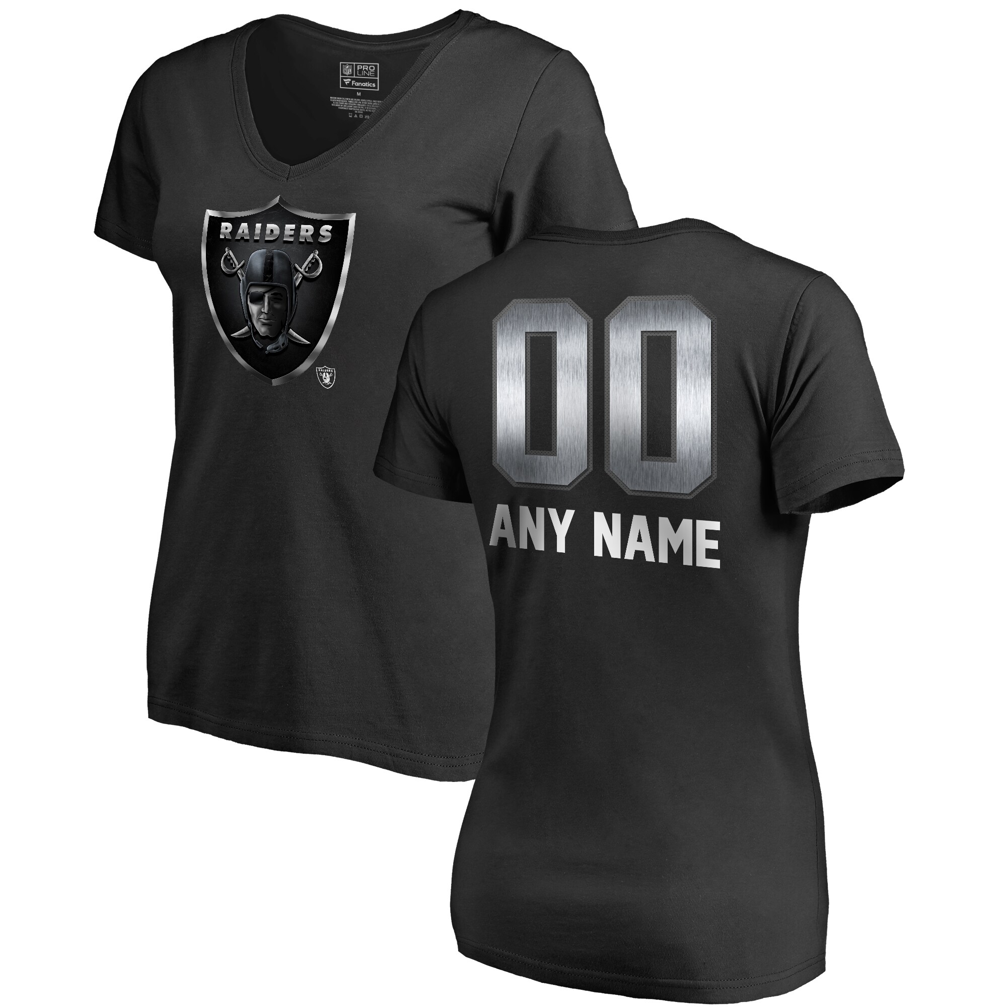Women's Las Vegas Raiders NFL Pro Line by Fanatics Branded Black Personalized Midnight Mascot T-Shirt