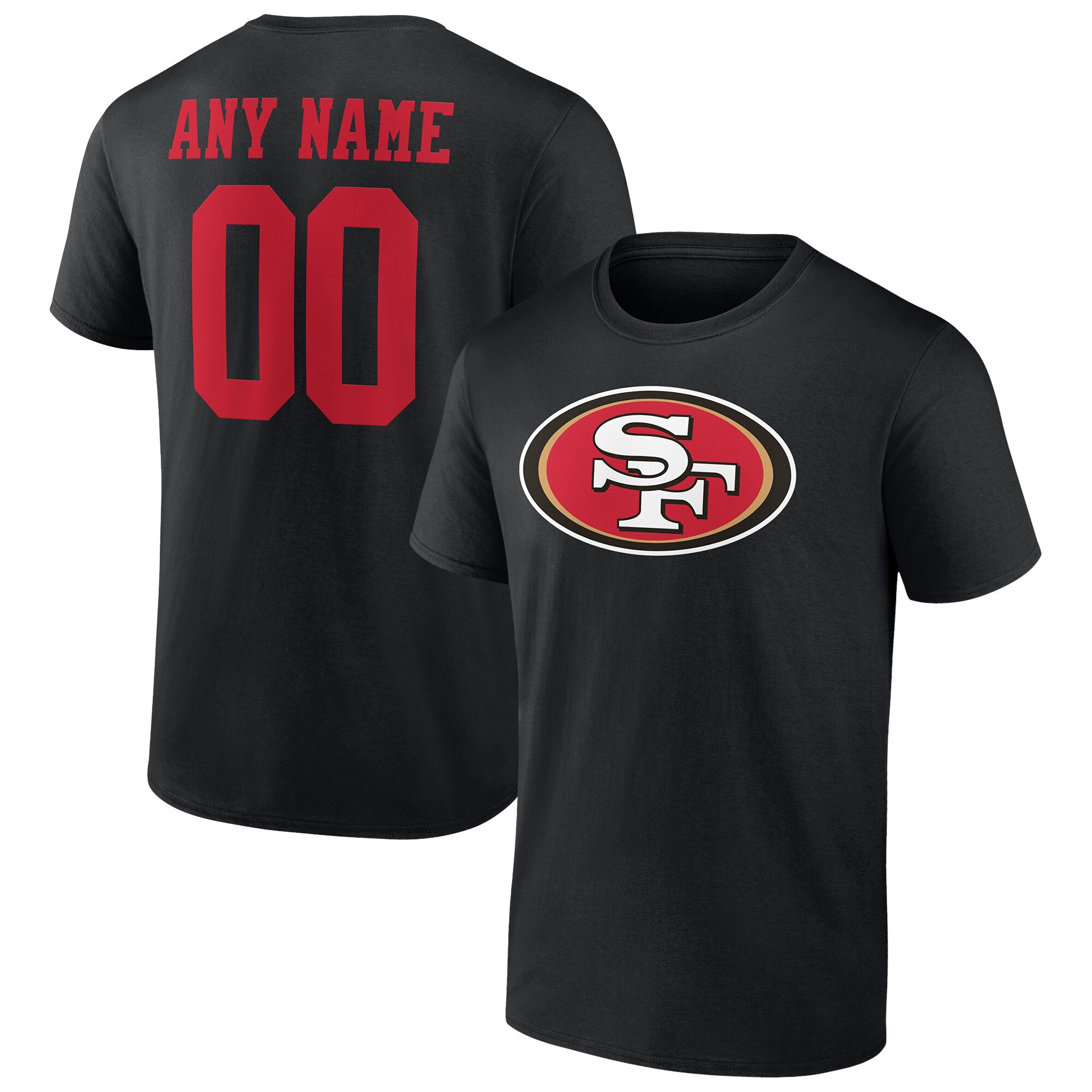 Men's San Francisco 49ers Fanatics Branded Black Team Authentic Logo Personalized Name & Number T-Shirt