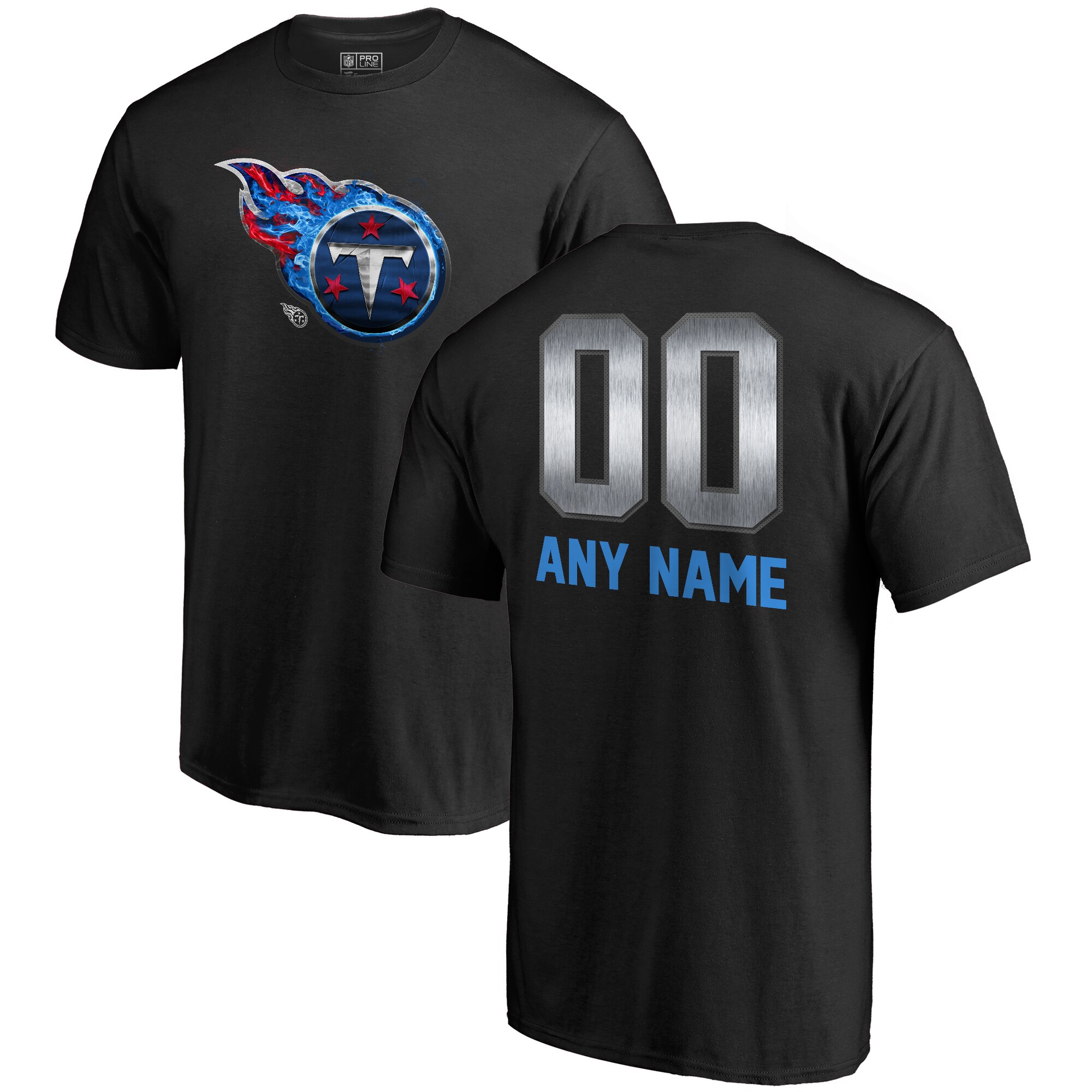 Men's Tennessee Titans NFL Pro Line by Fanatics Branded Black Personalized Midnight Mascot T-Shirt