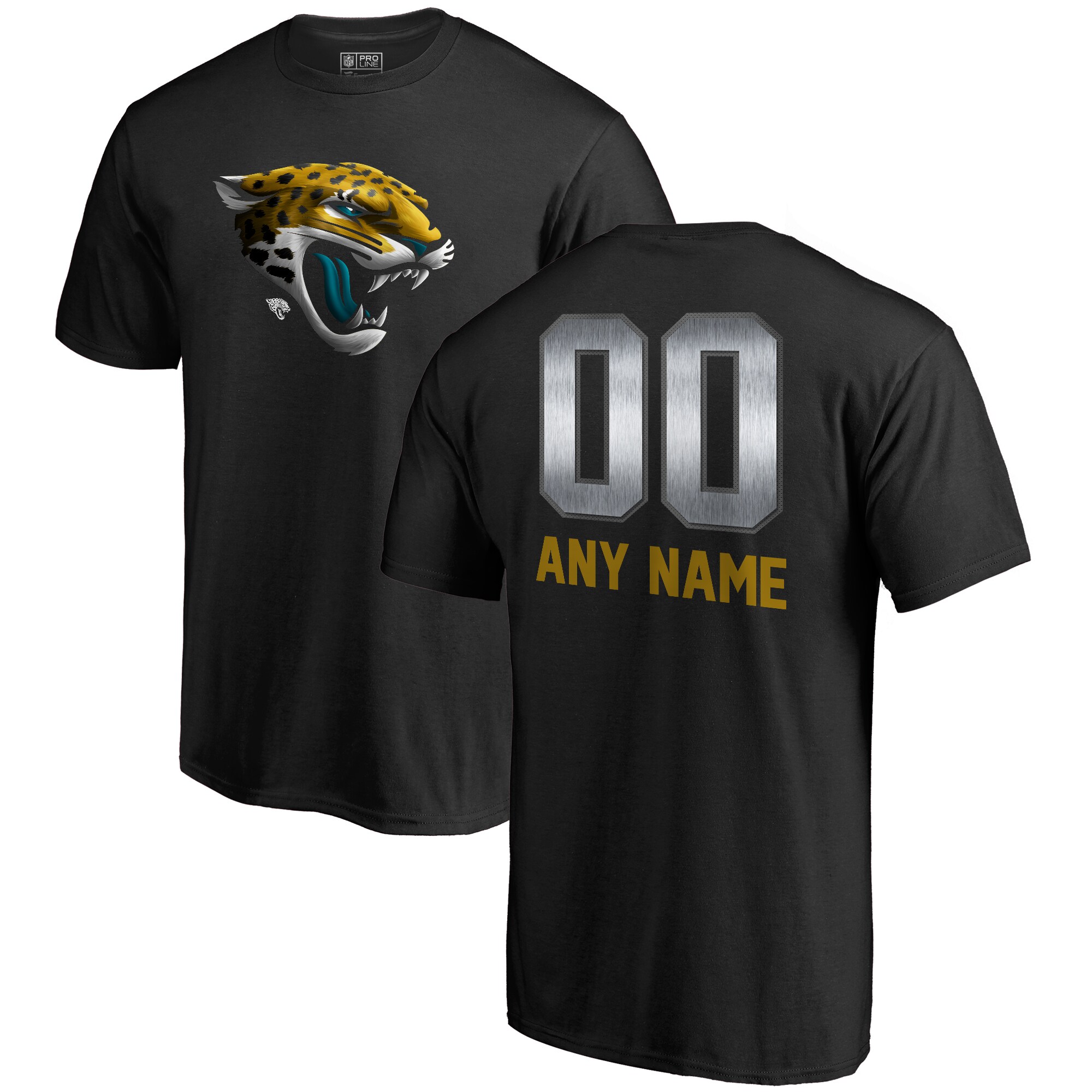 Men's Jacksonville Jaguars NFL Pro Line by Fanatics Branded Black Personalized Midnight Mascot T-Shirt
