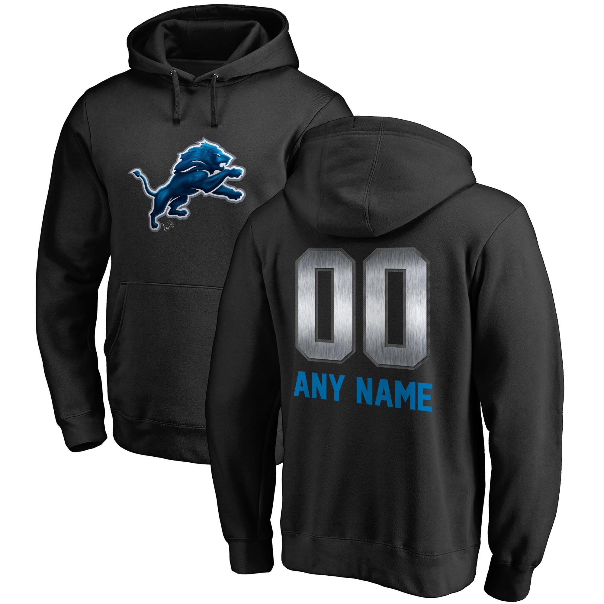 Men's Detroit Lions NFL Pro Line by Fanatics Branded Black Personalized Midnight Mascot Pullover Hoodie