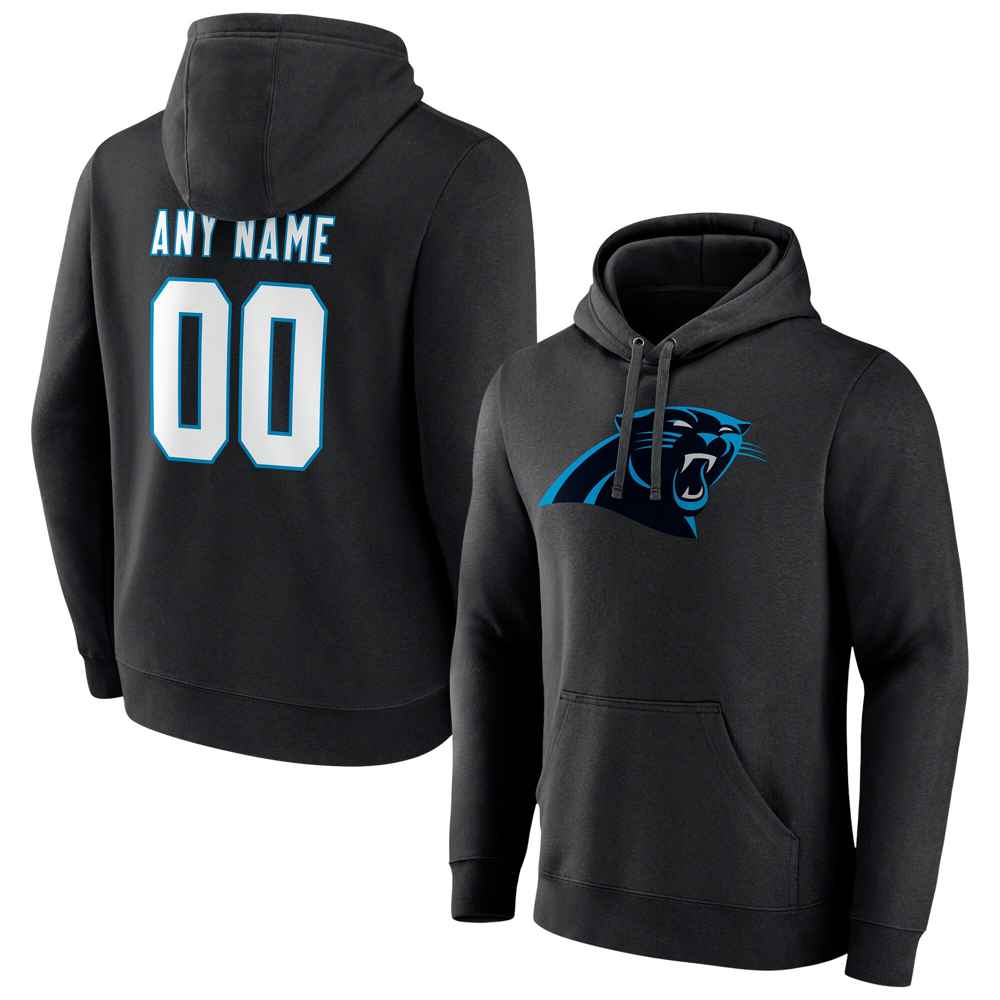 Men's Carolina Panthers Fanatics Branded Black Team Authentic Personalized Name & Number Pullover Hoodie