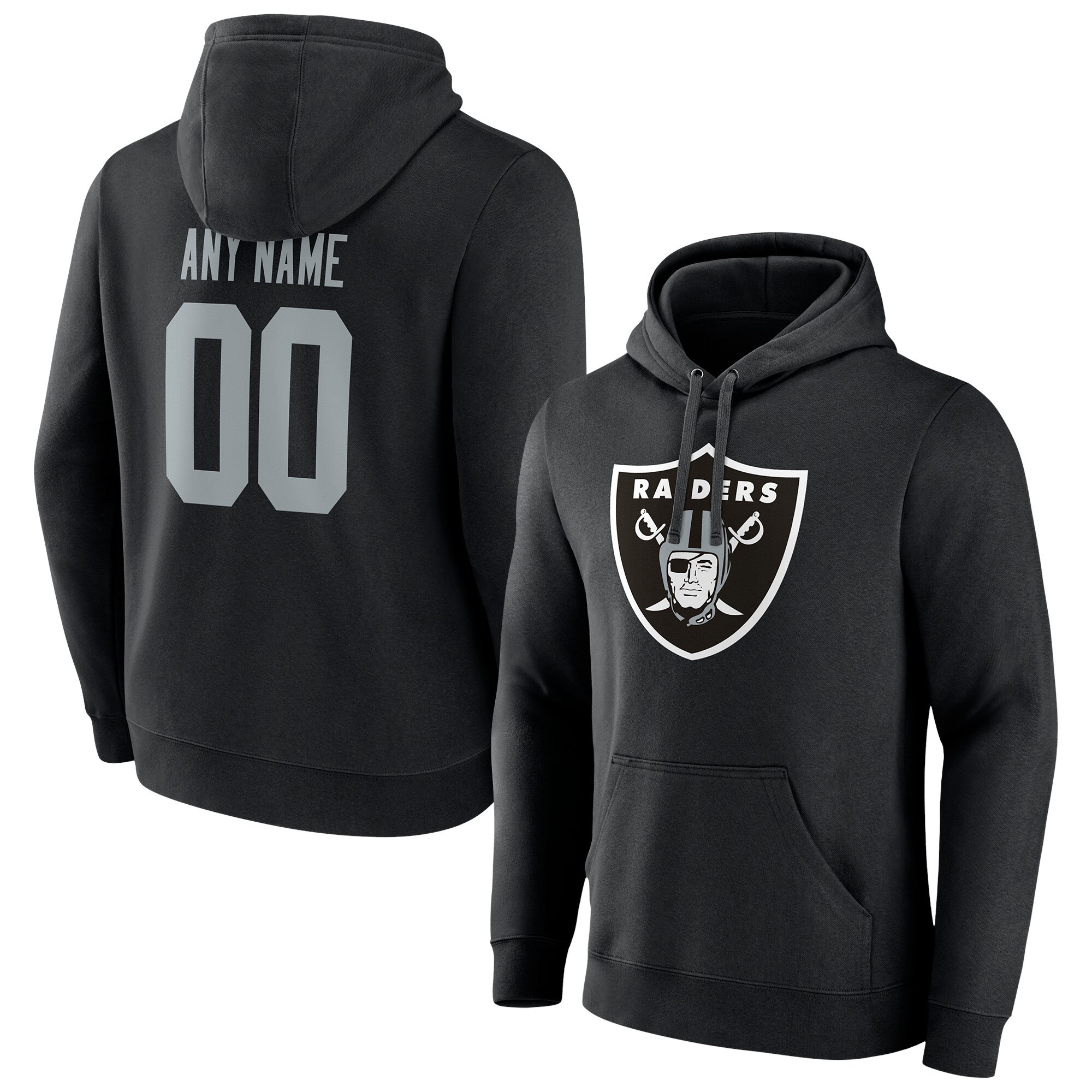 Men's Las Vegas Raiders Fanatics Branded Black Team Authentic Personalized Name & Number Pullover Hoodie